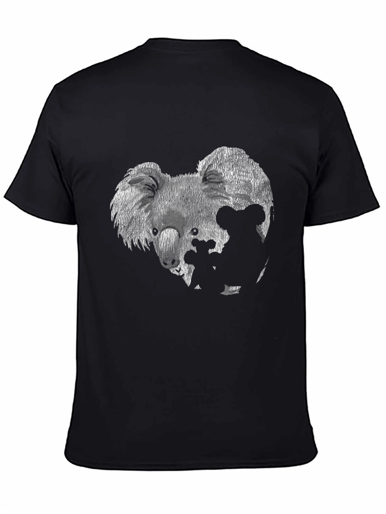 Black Koala Family Graphic Tee - Black Cotton T-Shirt view 4