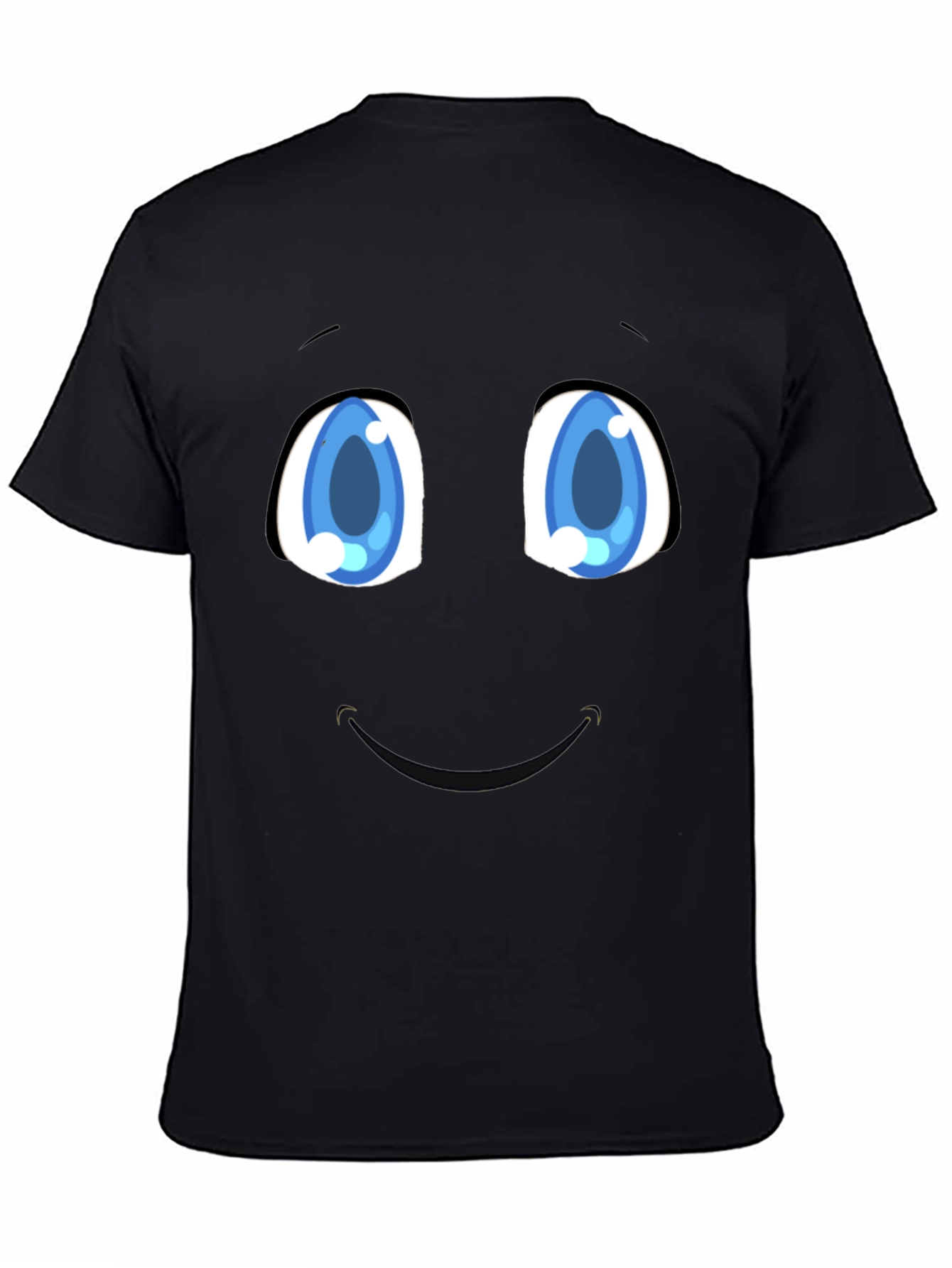 Black Funny Cartoon Face Black T-Shirt view 4
