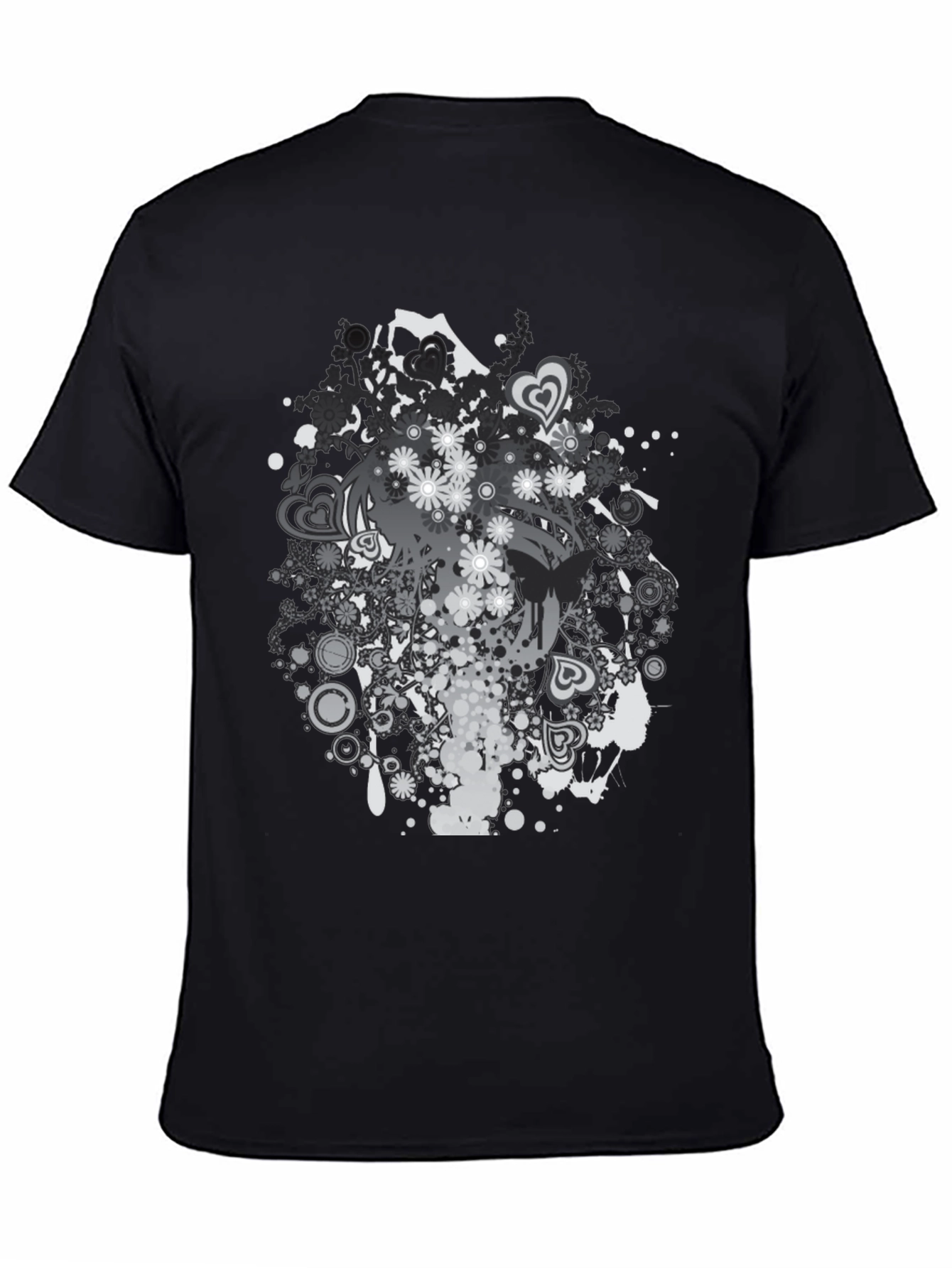 Black Floral Graphic Print Black T-Shirt view 4