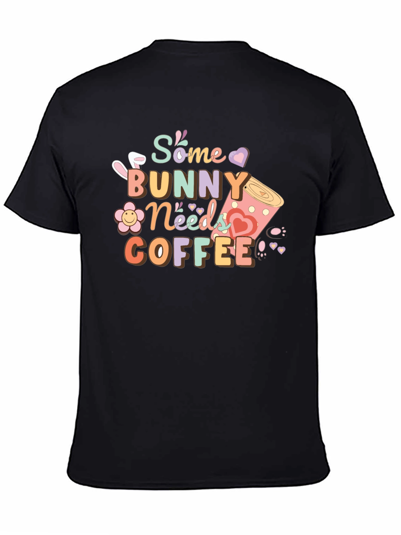 Black Some Bunny Needs Coffee T-Shirt - Black view 4