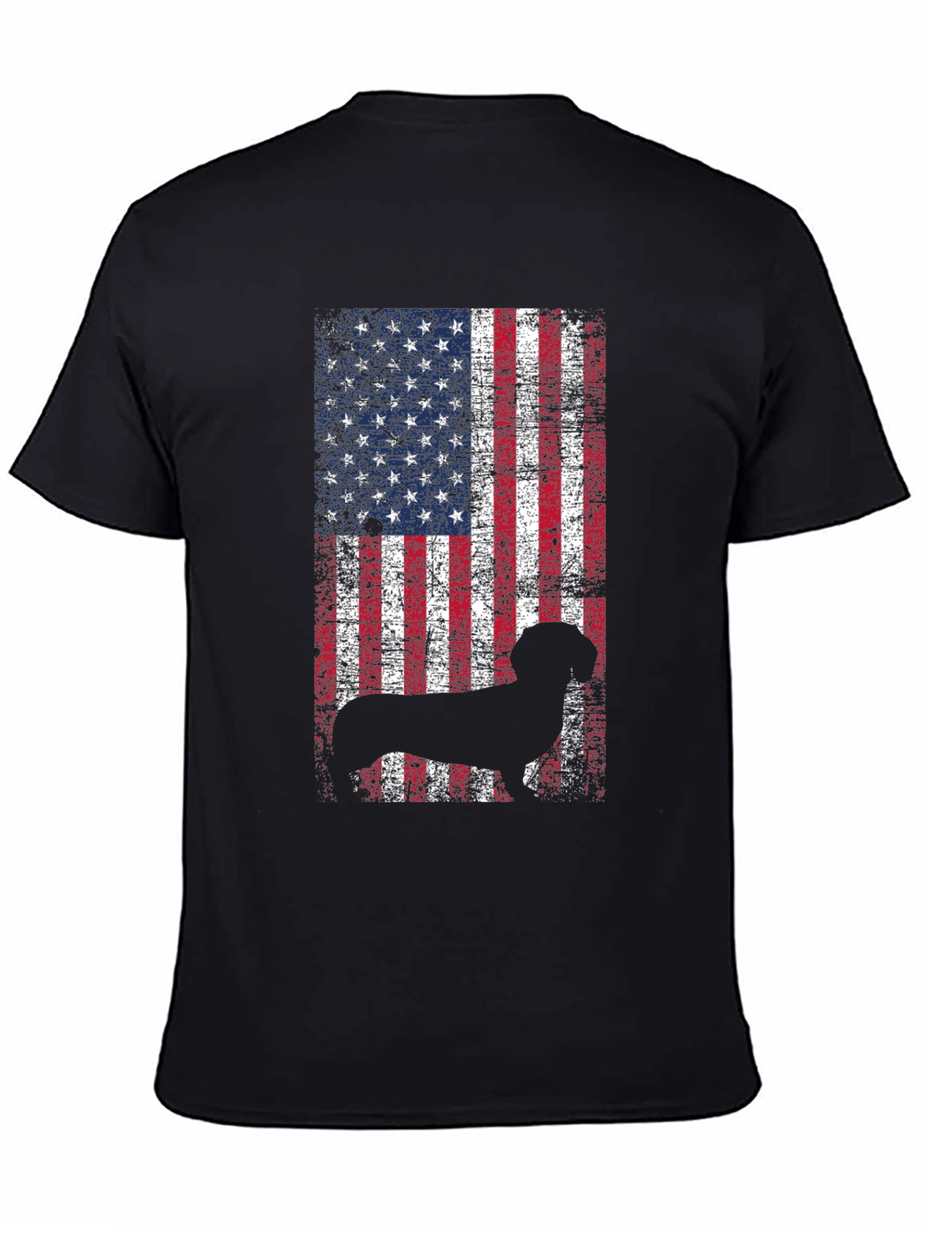 Black Patriotic Dog USA Flag T-Shirt view 4