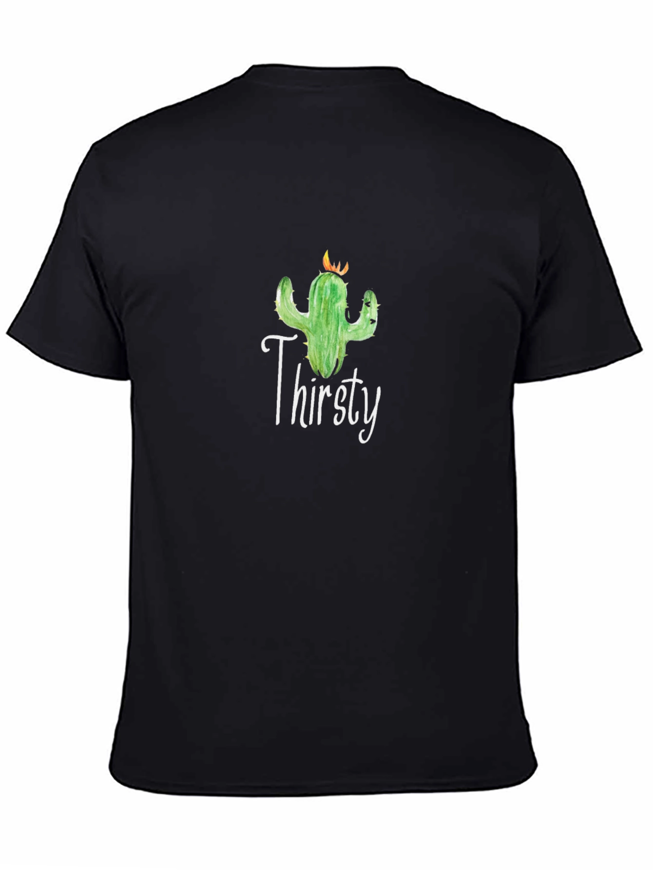 Black Thirsty Cactus Graphic Tee - Cool Black T-Shirt view 4