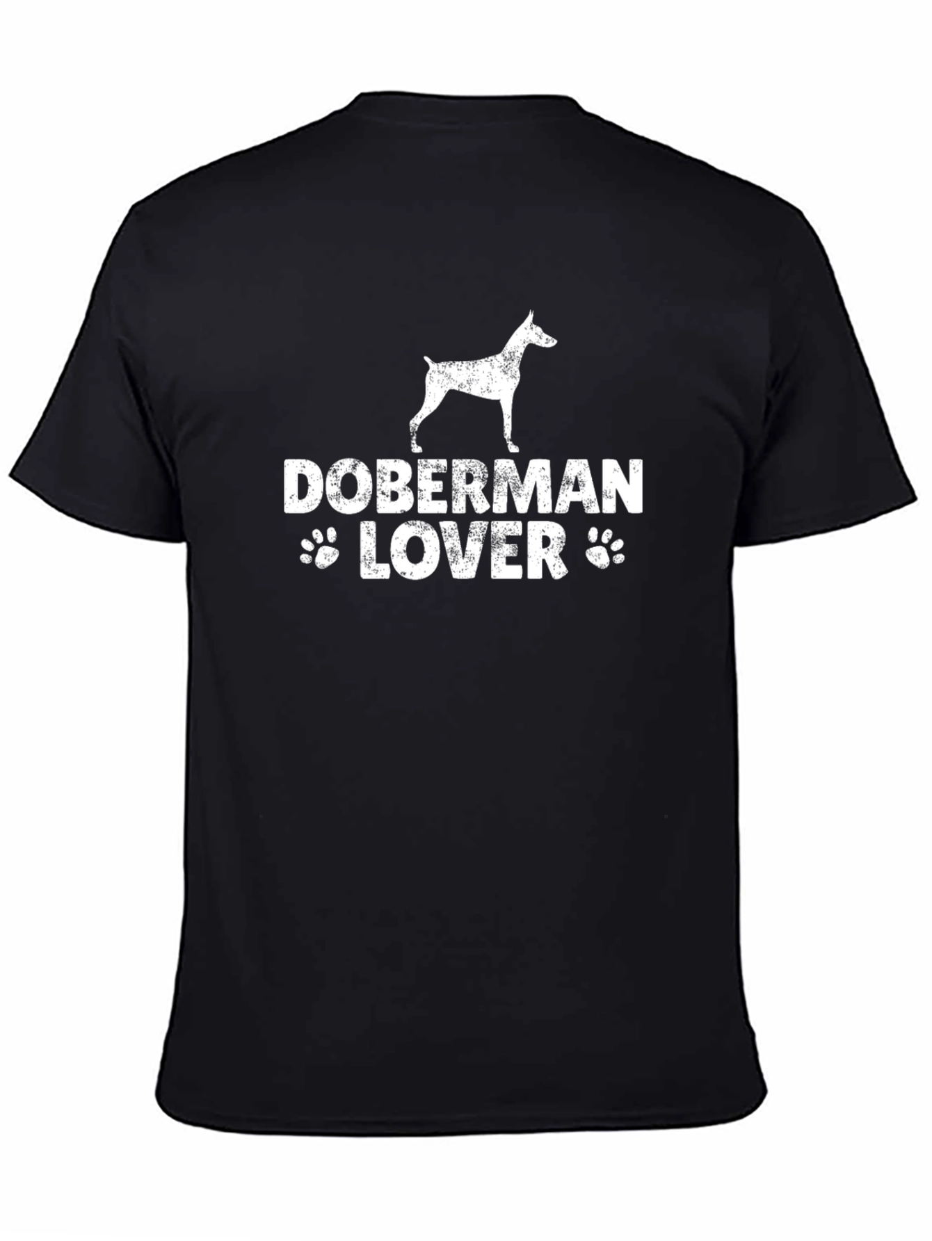 Black Doberman Lover Graphic T-Shirt - Unisex Black Tee view 4