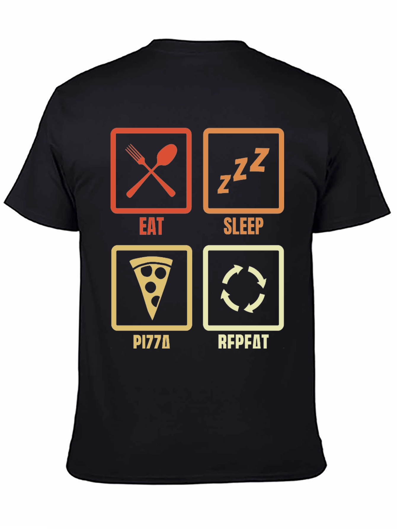 Black Eat Sleep Pizza Repeat T-Shirt - Funny Foodie Tee view 4