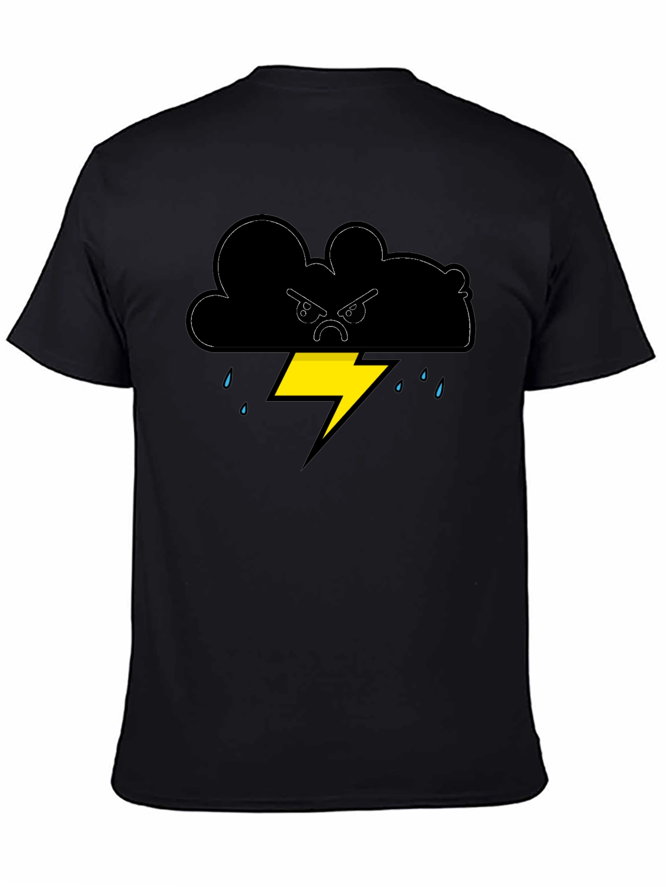 Black Angry Cloud Lightning Bolt Graphic Tee view 4