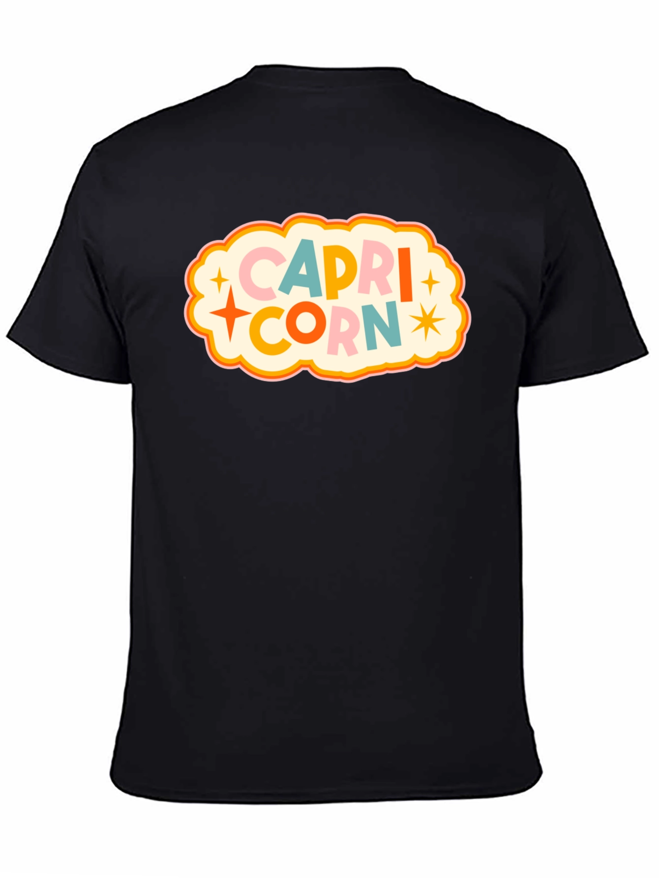 Black Capricorn Zodiac Graphic T-Shirt view 4
