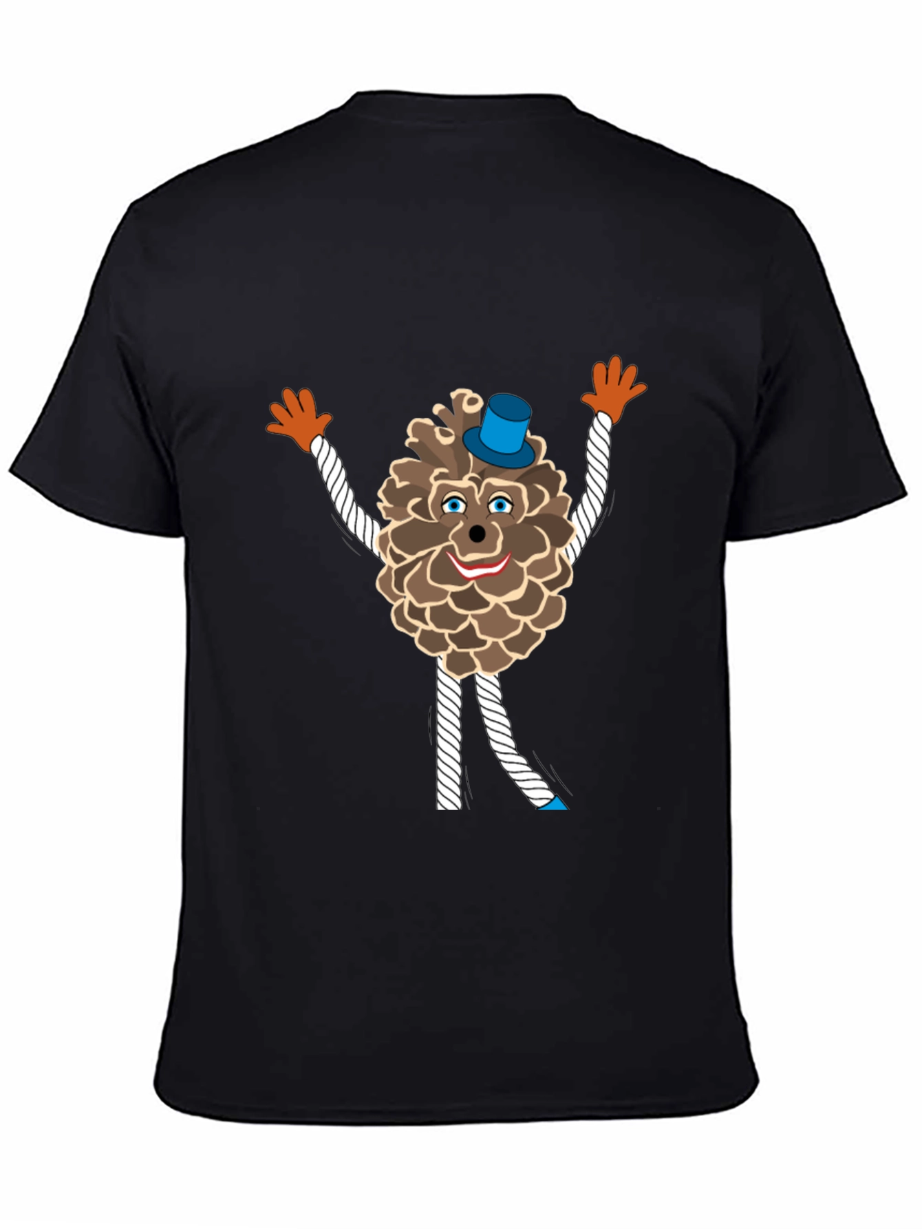 Black Fun Pine Cone Cartoon T-Shirt view 4