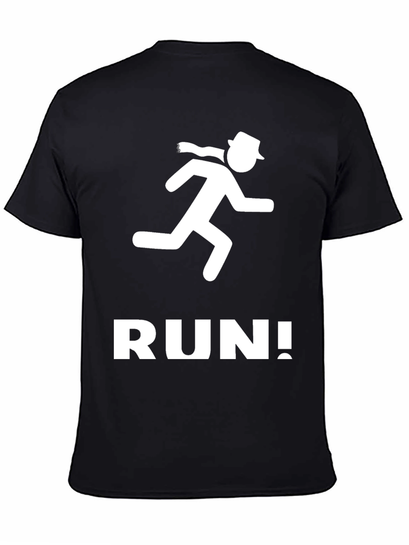 Black Run! Men's Graphic Tee - Black Cotton Crew Neck view 4