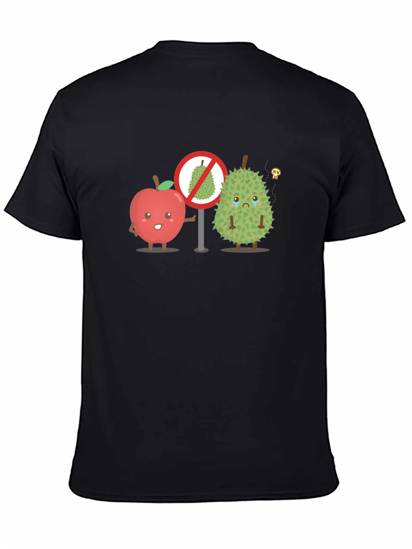 Black Funny Apple & Durian Graphic T-Shirt view 4