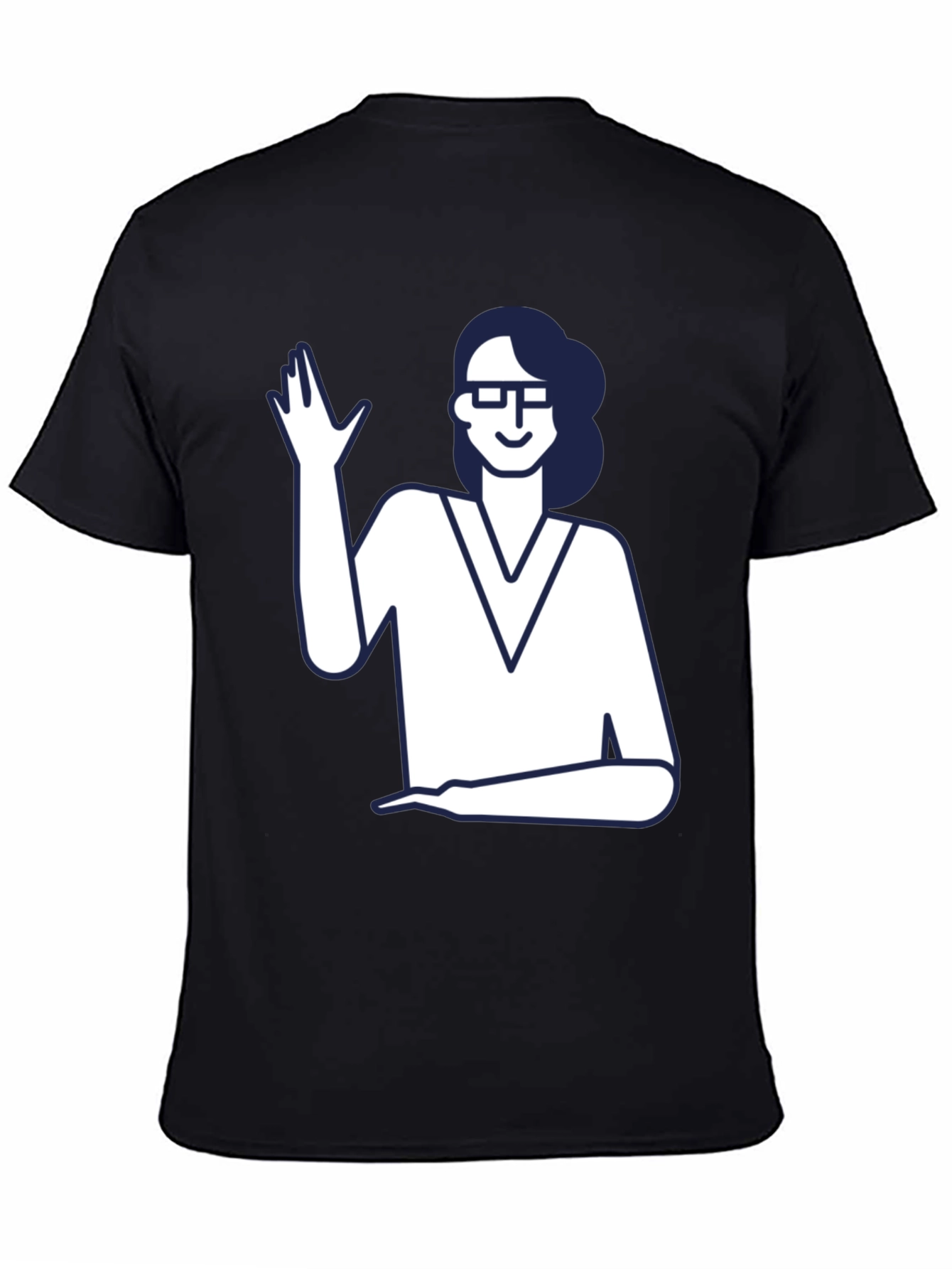 Black Nerdy Waving Woman Graphic Tee view 4