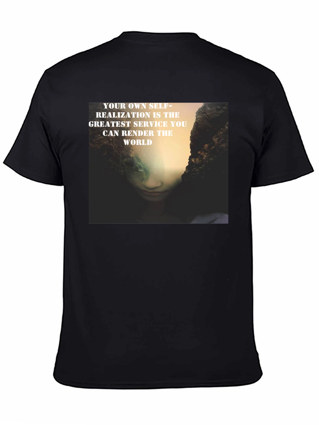 Black Self-Realization Graphic Print T-Shirt view 4