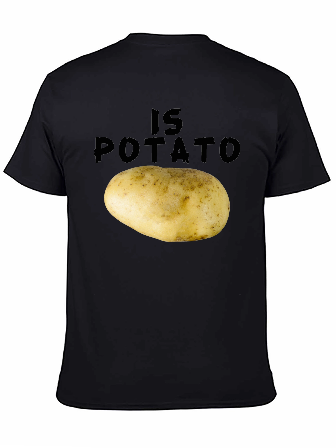 Black Funny "Is Potato" Graphic Tee - Black view 4