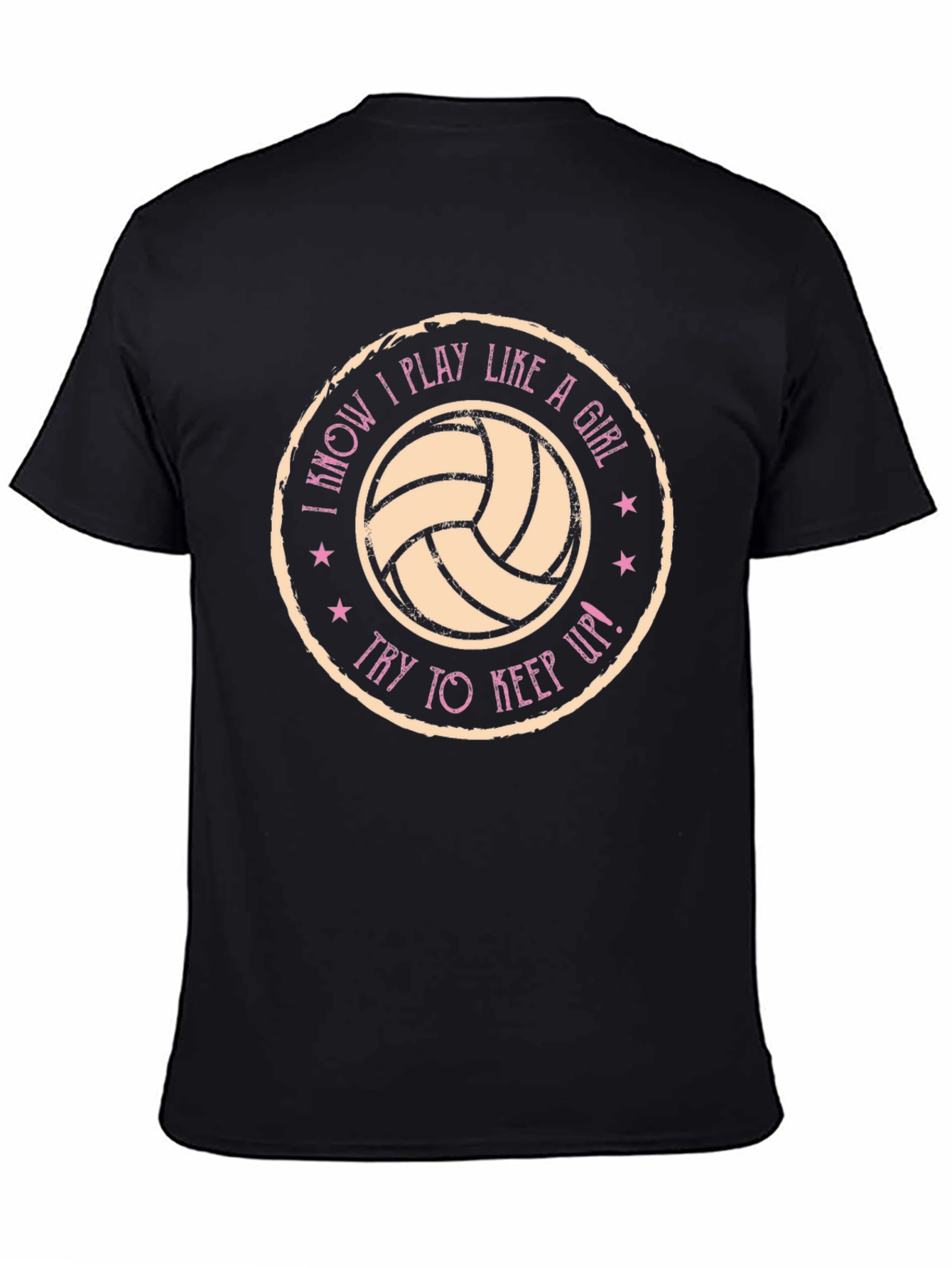 Black I Play Like a Girl Volleyball Graphic T-Shirt view 4