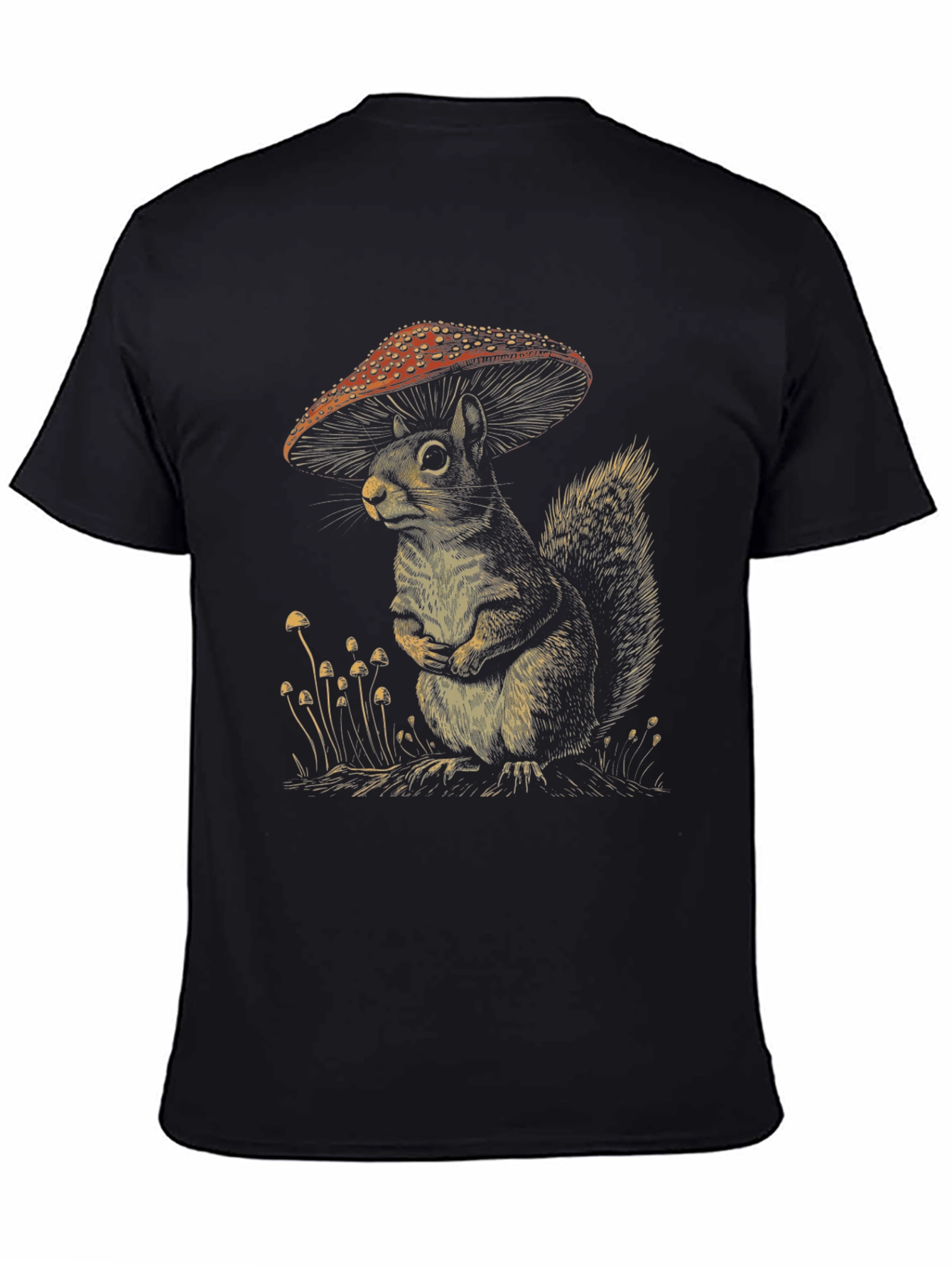 Black Mushroom Squirrel T-Shirt - Fun Graphic Tee view 4