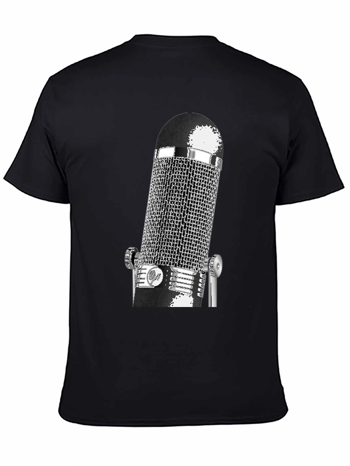 Black Vintage Microphone Graphic T-Shirt - Black view 4