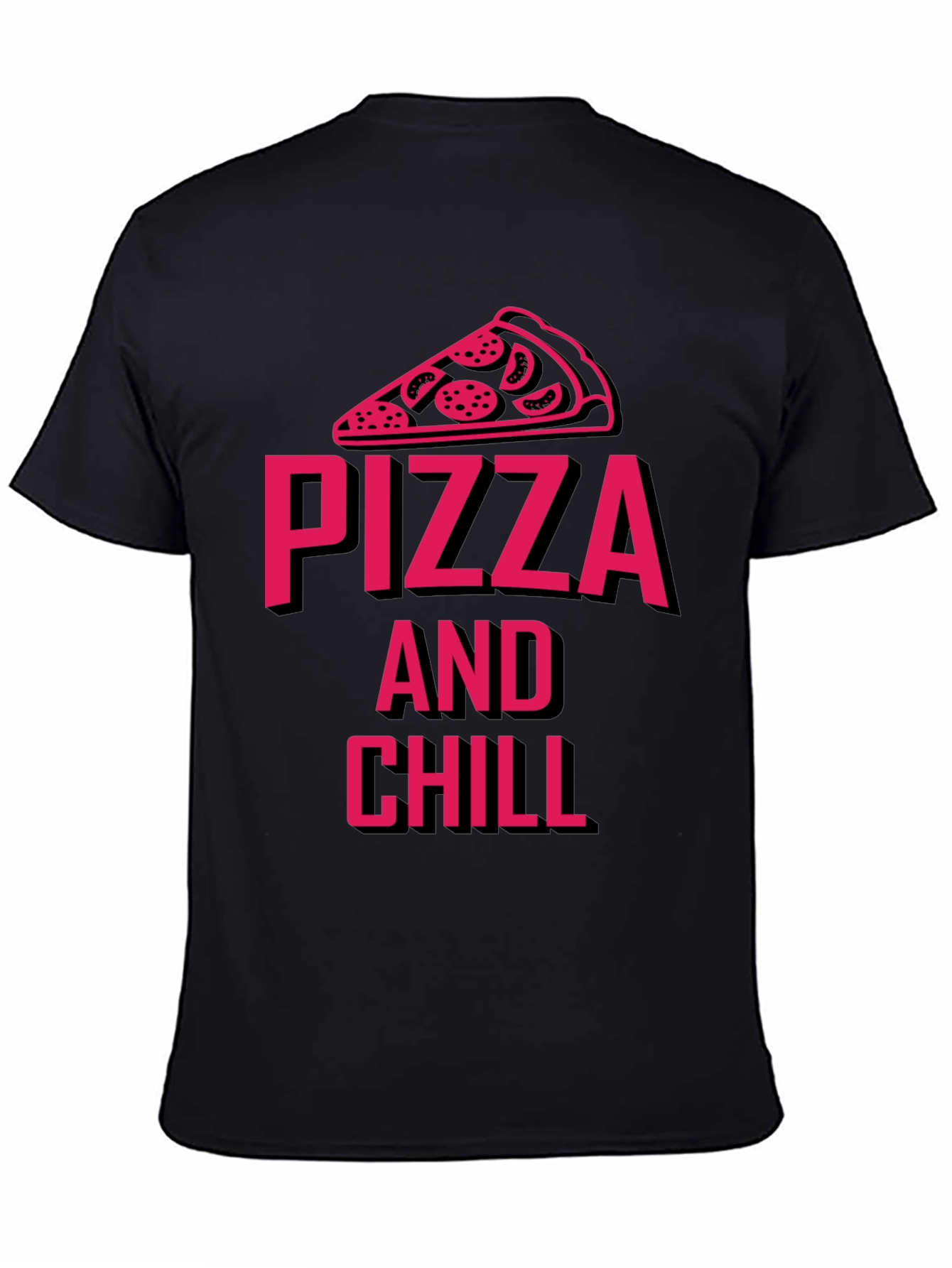 Black Pizza and Chill Graphic Tee - Unisex view 4