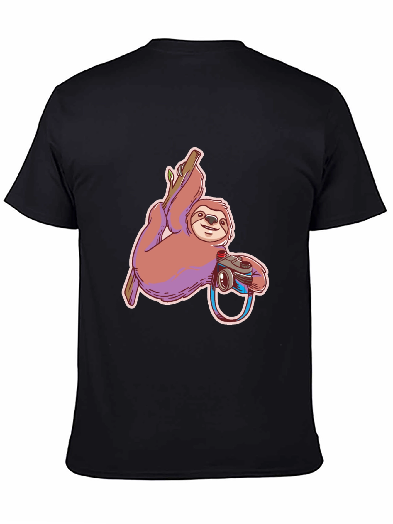 Black Sloth Photographer Graphic T-Shirt view 4