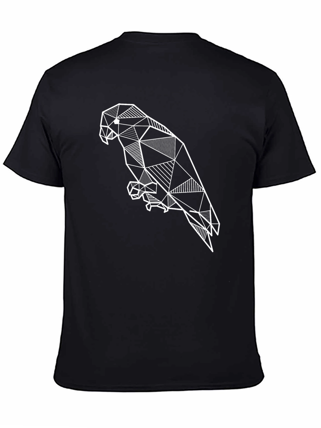 Black Geometric Parrot T-Shirt - Modern Line Art Design view 4