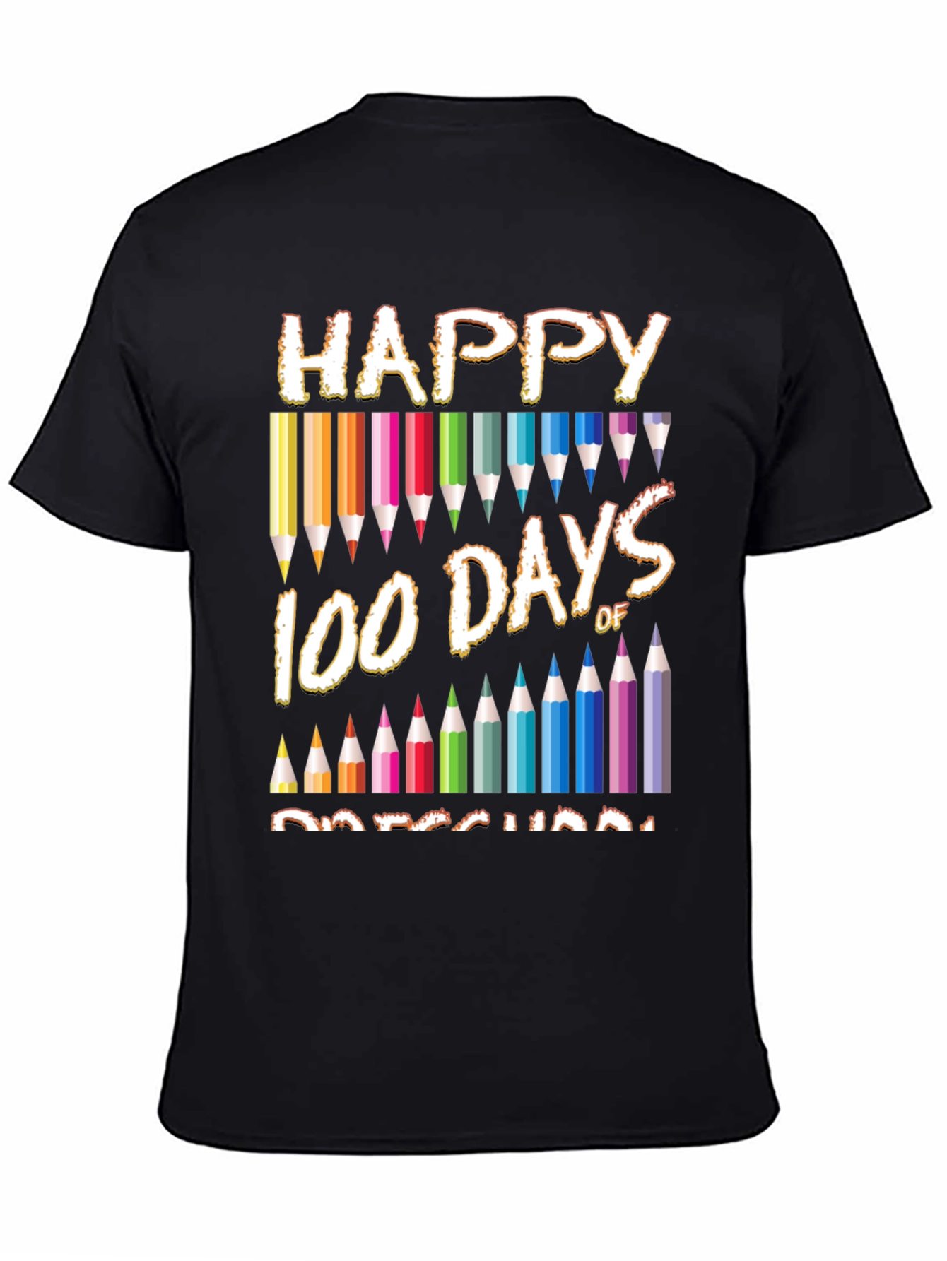 Black Happy 100 Days of Preschool T-Shirt view 4