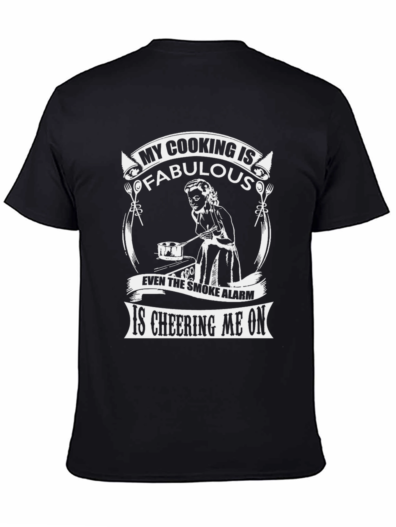 Black Funny Cooking T-Shirt - My Cooking is Fabulous view 4