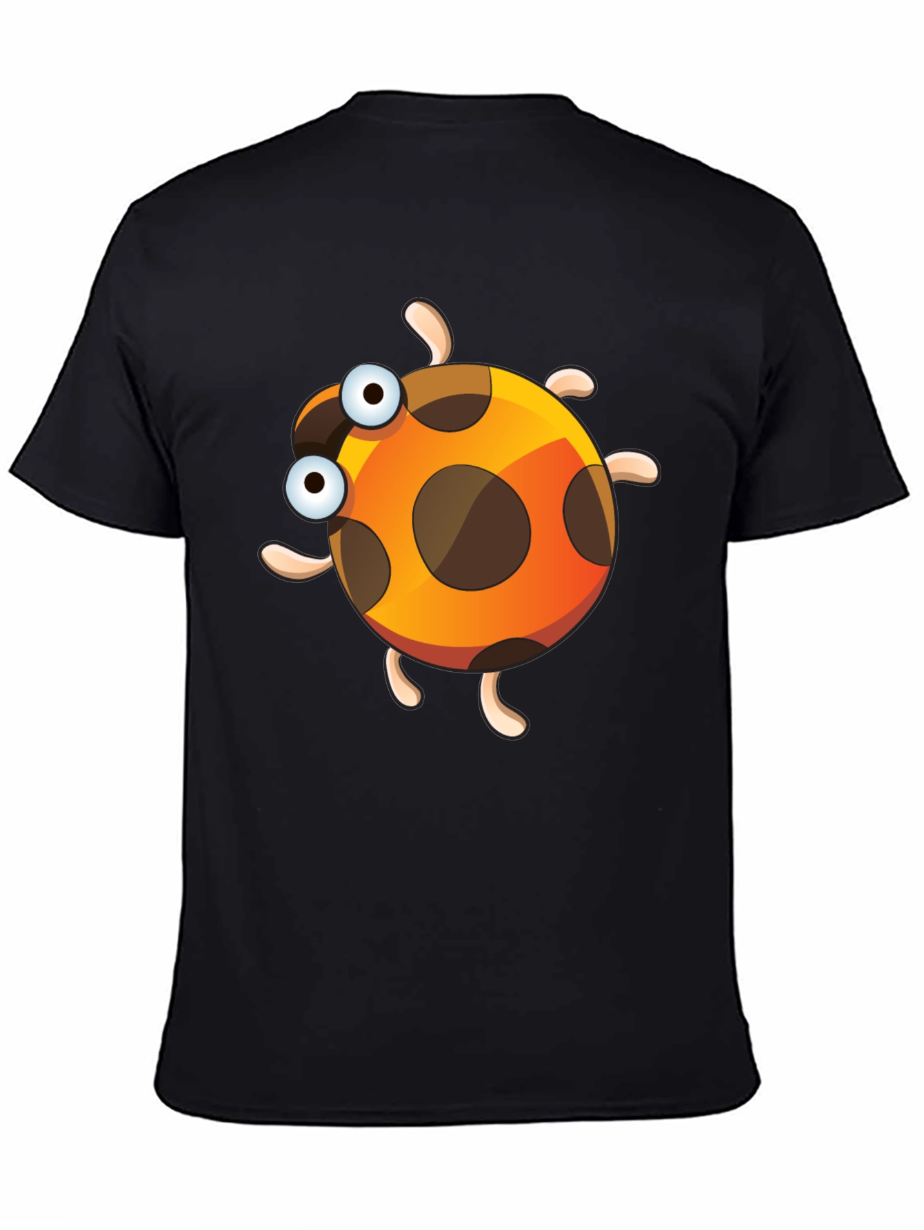 Black Cartoon Ladybug Graphic Tee - Fun & Unique Design view 4