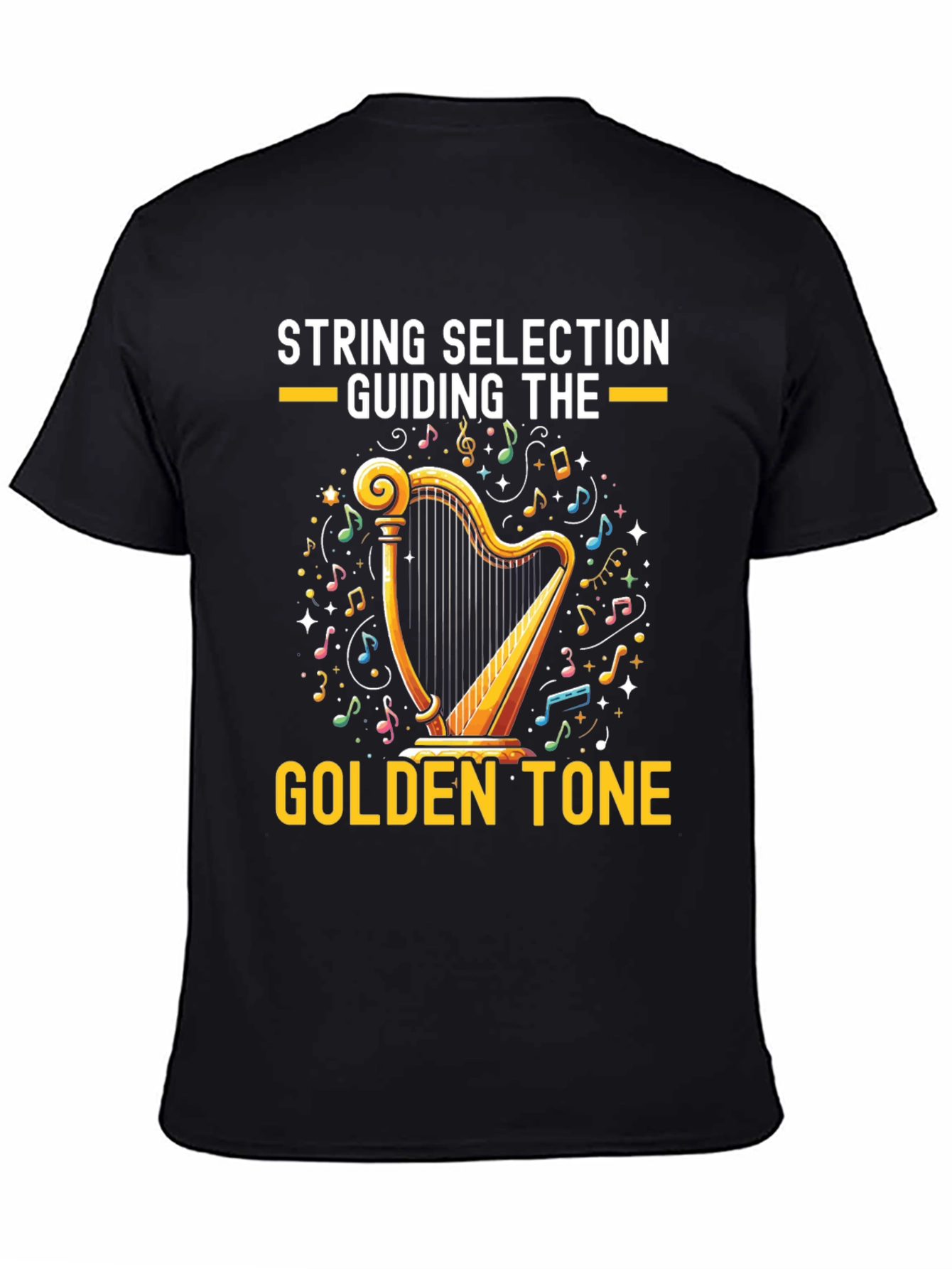 Black Golden Tone Harp Graphic Tee view 4