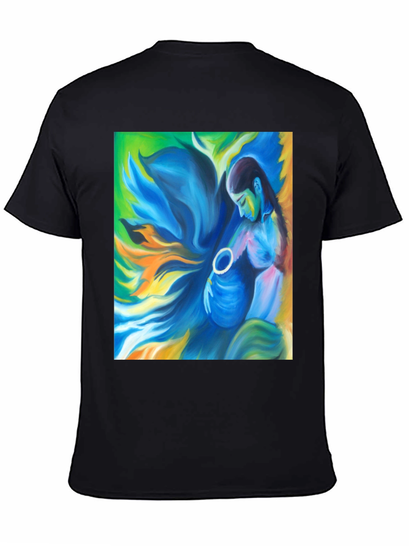 Black Artistic Woman Graphic Tee - Soft Black Cotton view 4