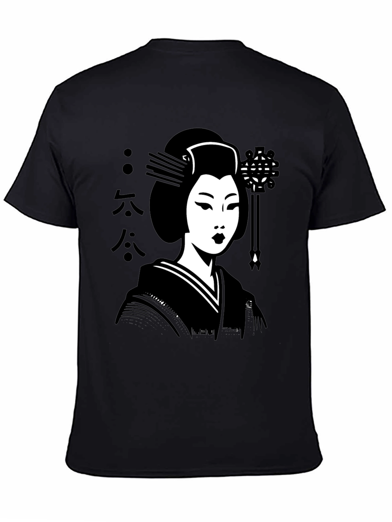 Black Geisha Graphic Tee - Black Cotton T-Shirt view 4