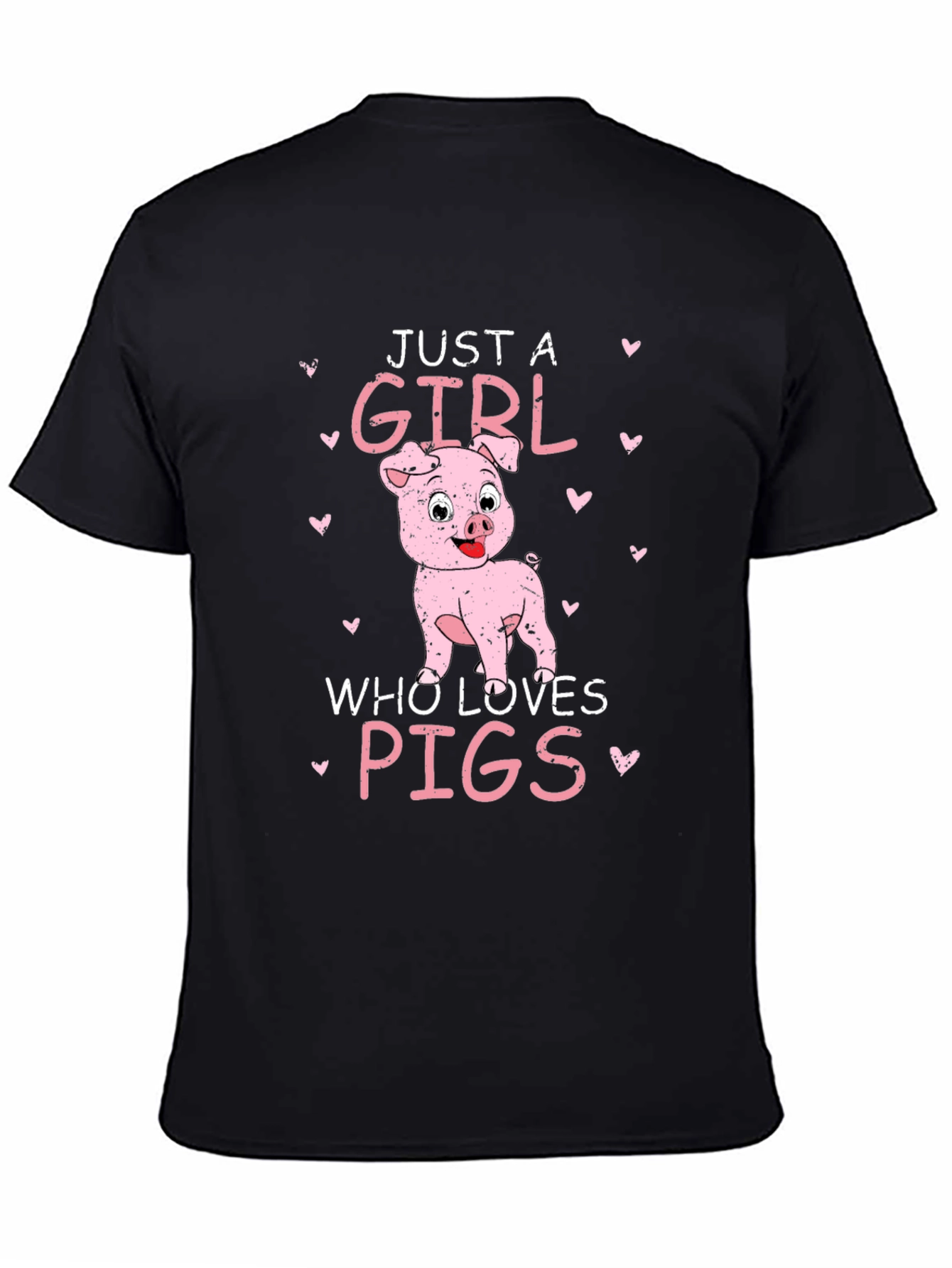 Black Just A Girl Who Loves Pigs T-Shirt view 4