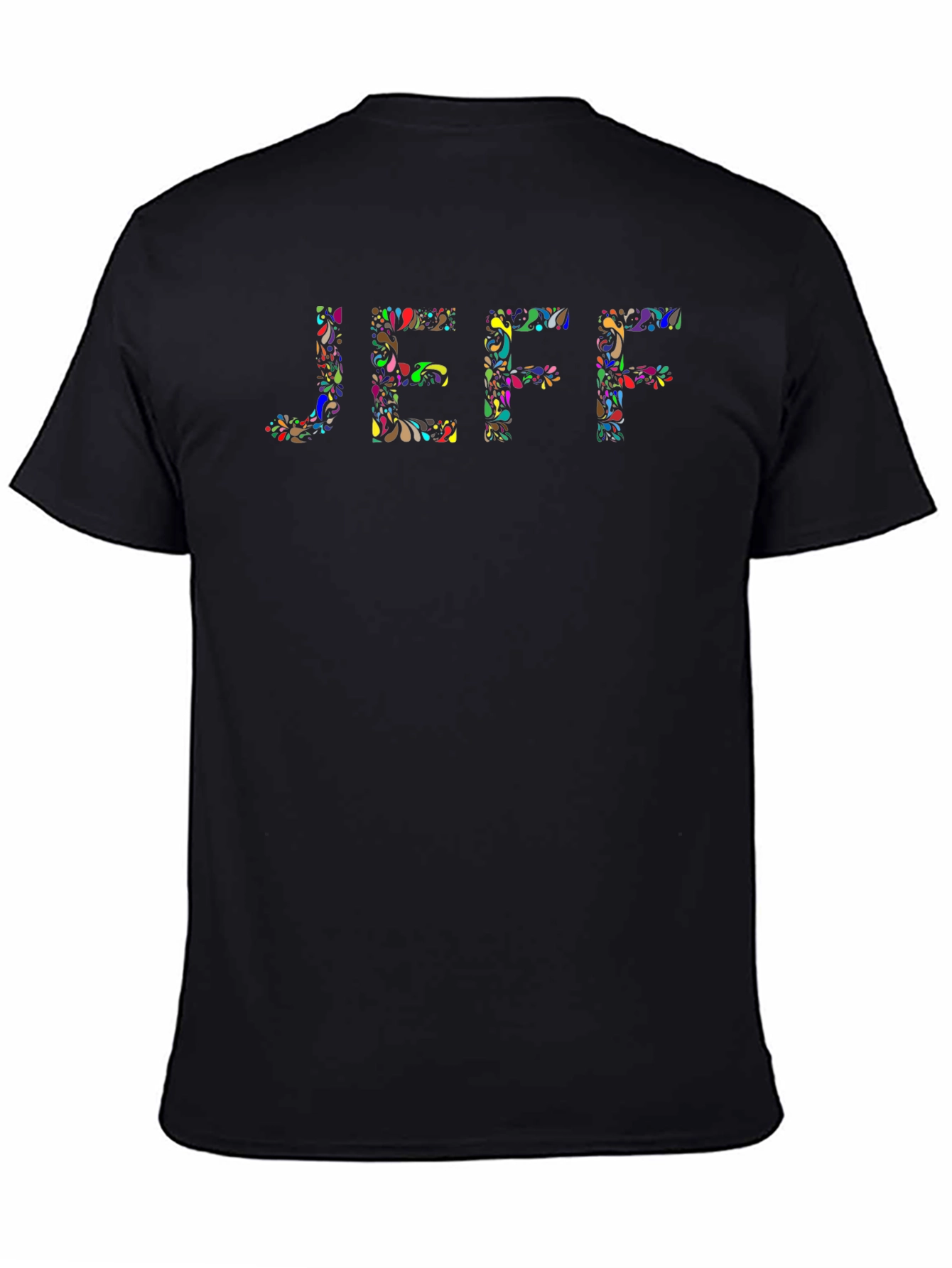 Black JEFF Floral Word Art Black T-Shirt view 4