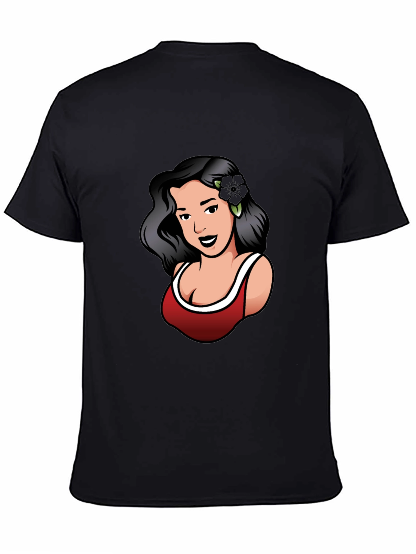 Black Retro Woman Graphic Tee - Black view 4