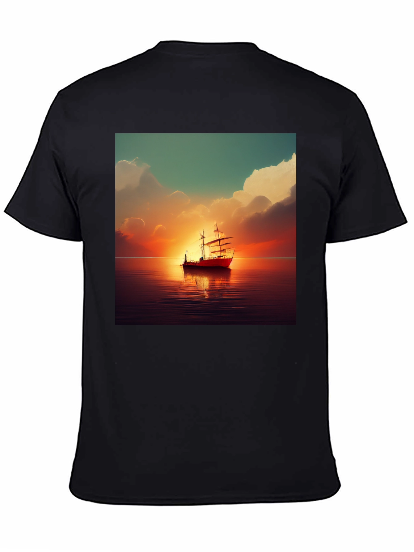 Black Sunset Sailboat Graphic Tee view 4