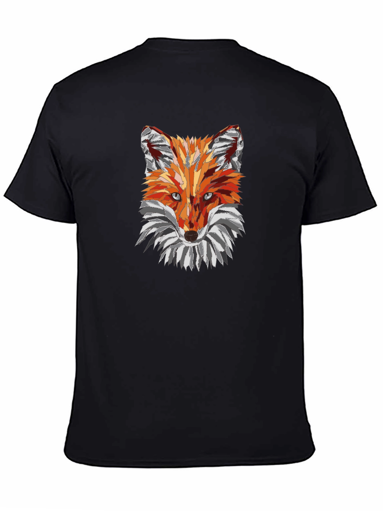 Black Geometric Fox Graphic Tee - Black view 4