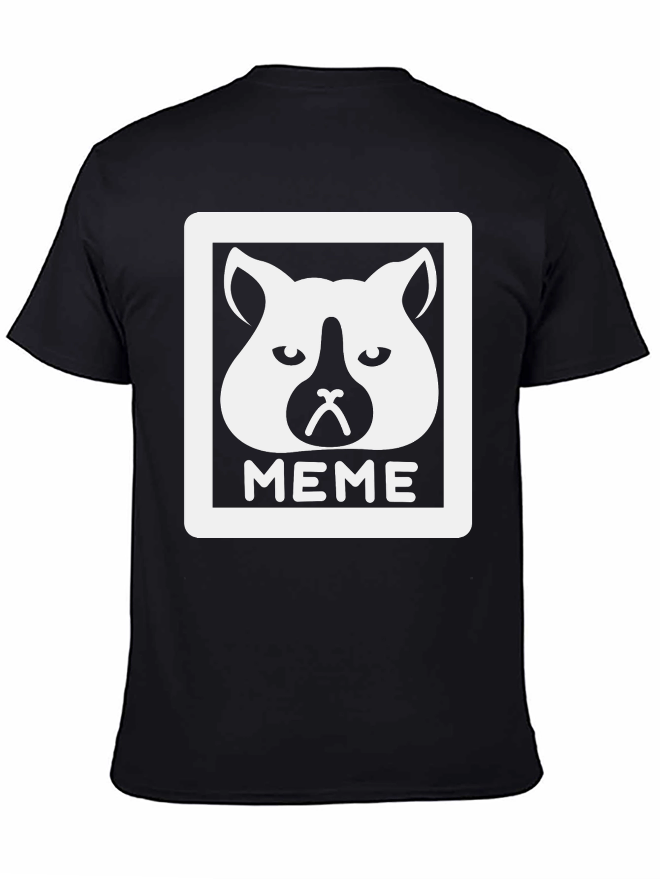 Black Meme Cat Graphic Tee - Cool Black T-Shirt view 4