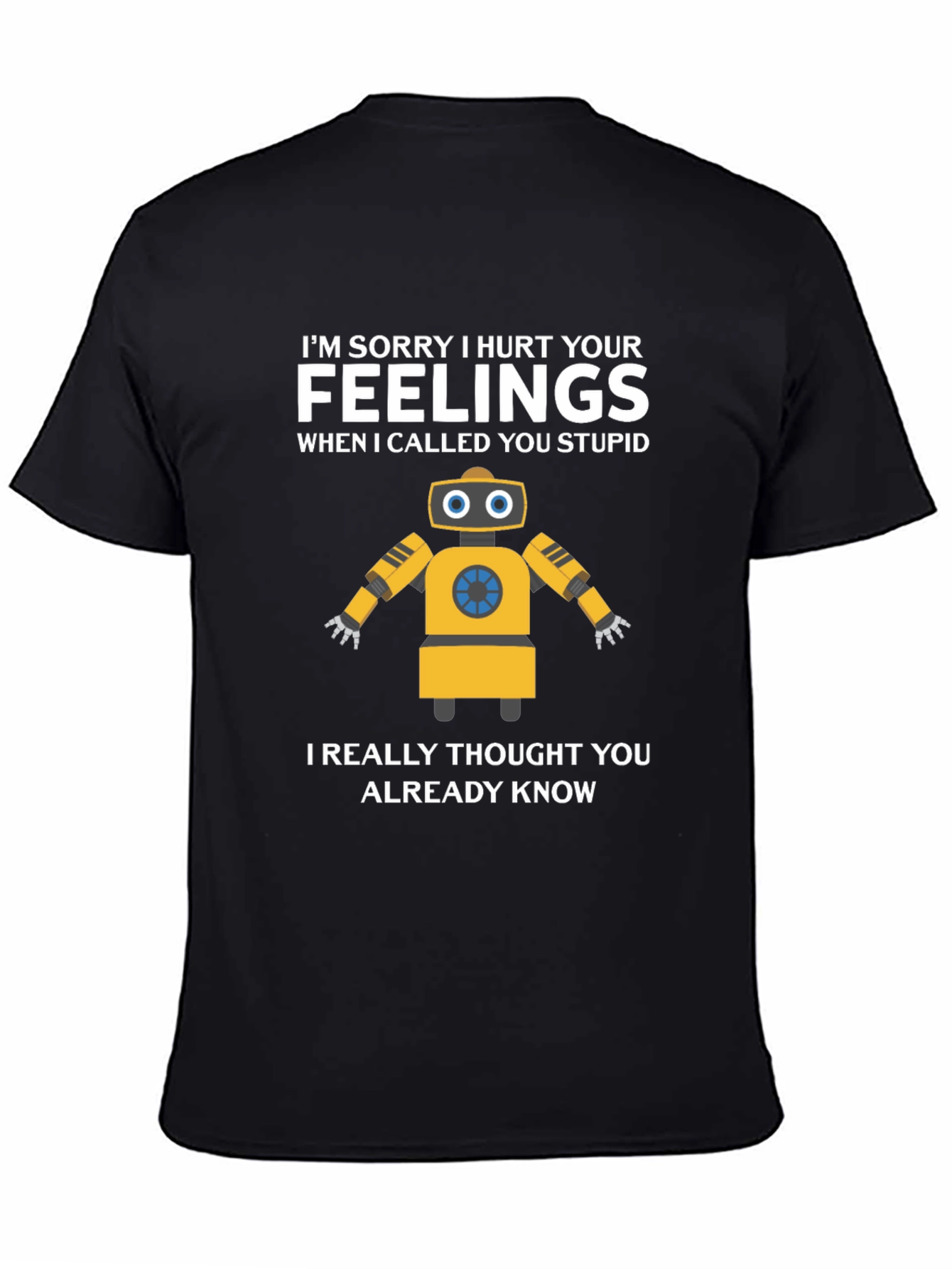 Black Funny Robot Apology Graphic T-Shirt view 4