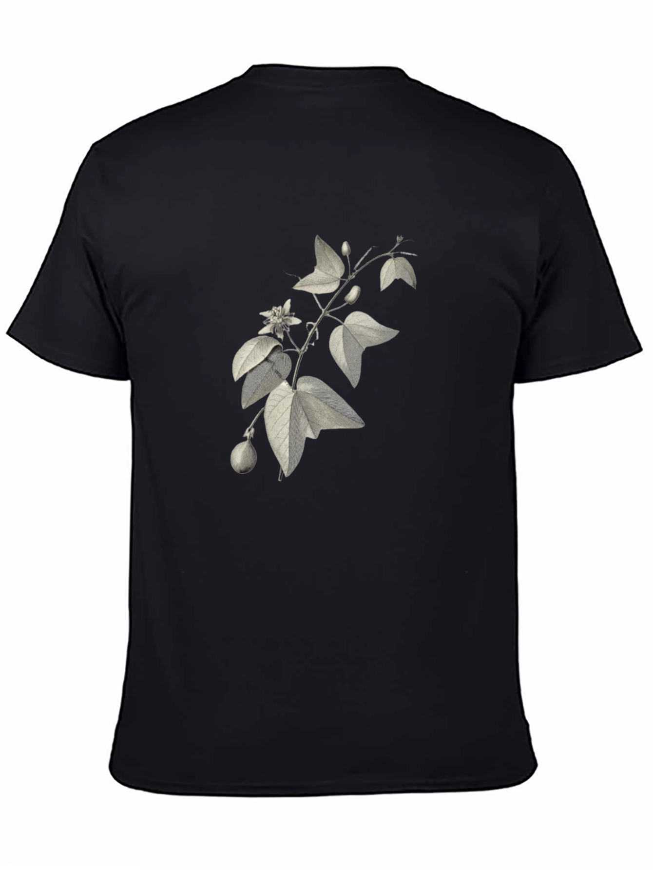 Black Botanical Print Black T-Shirt view 4