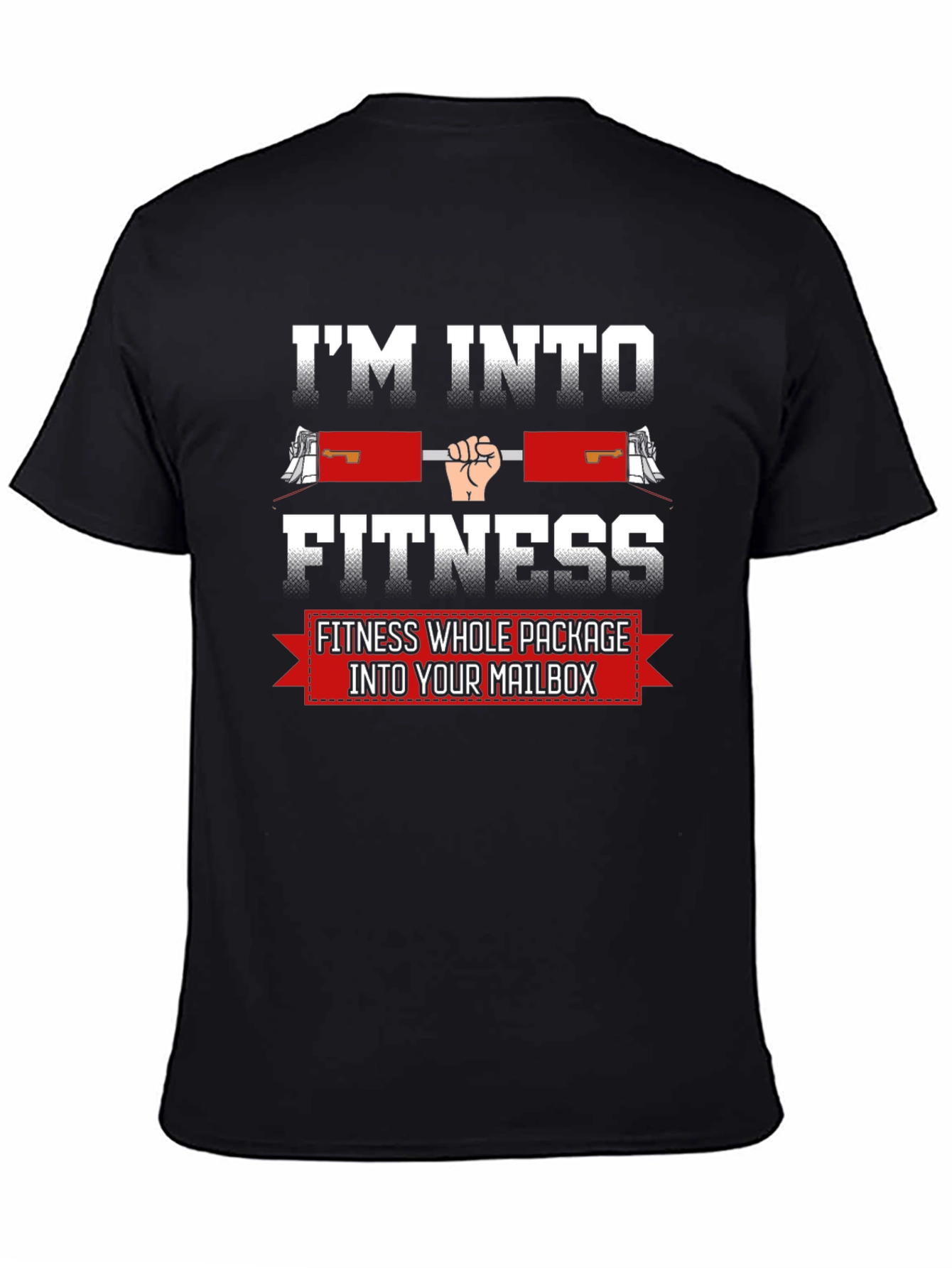 Black I'm Into Fitness T-Shirt Funny Gym Workout Tee view 4