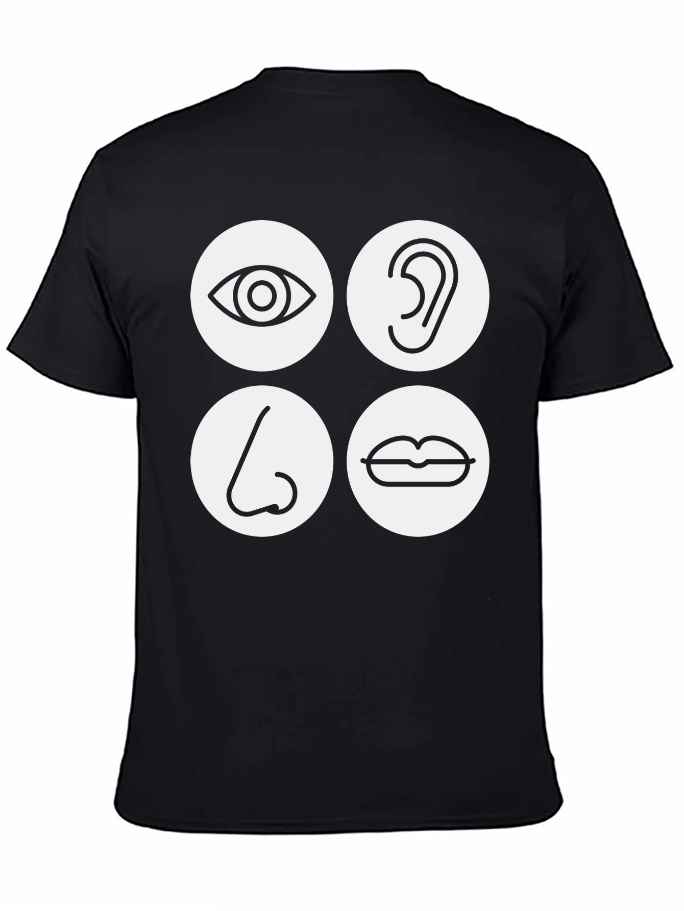 Black 5 Senses Graphic Tee - Black Unisex T-Shirt view 4