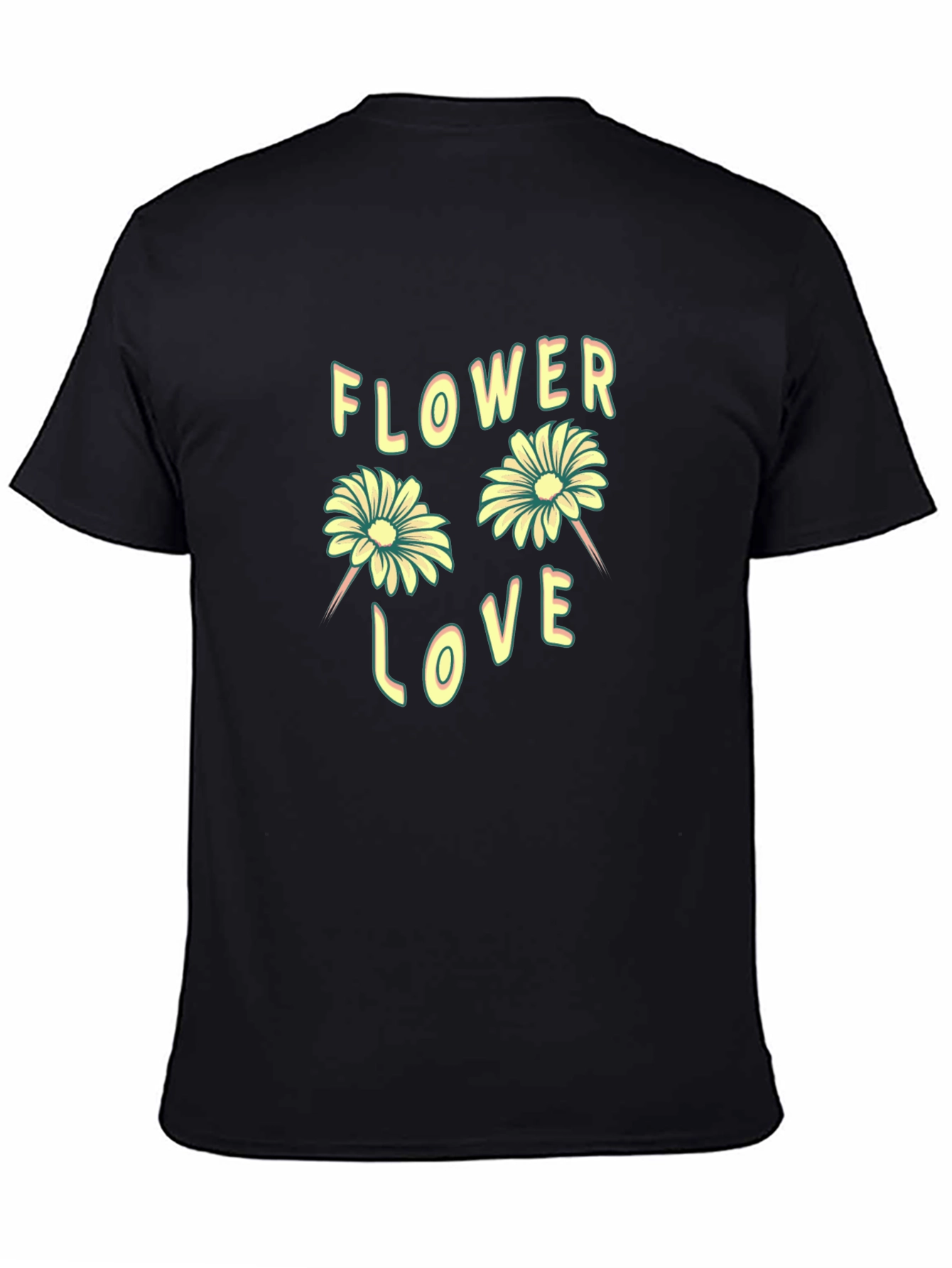 Black Flower Love Graphic Tee - Trendy Unisex T-Shirt view 4