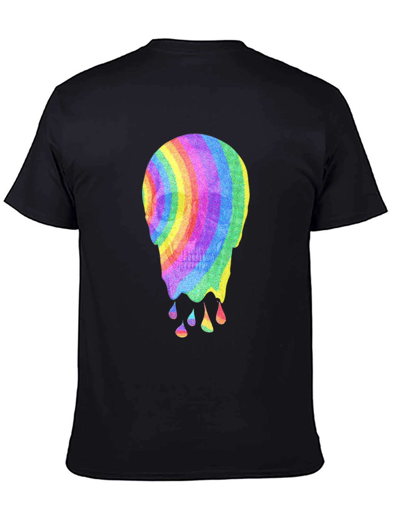 Black Rainbow Melting Skull Graphic Tee view 4