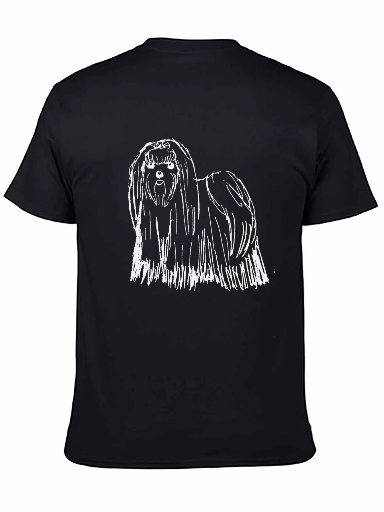 Black Shih Tzu Sketch Black T-Shirt - Cute Dog Lover Tee view 4