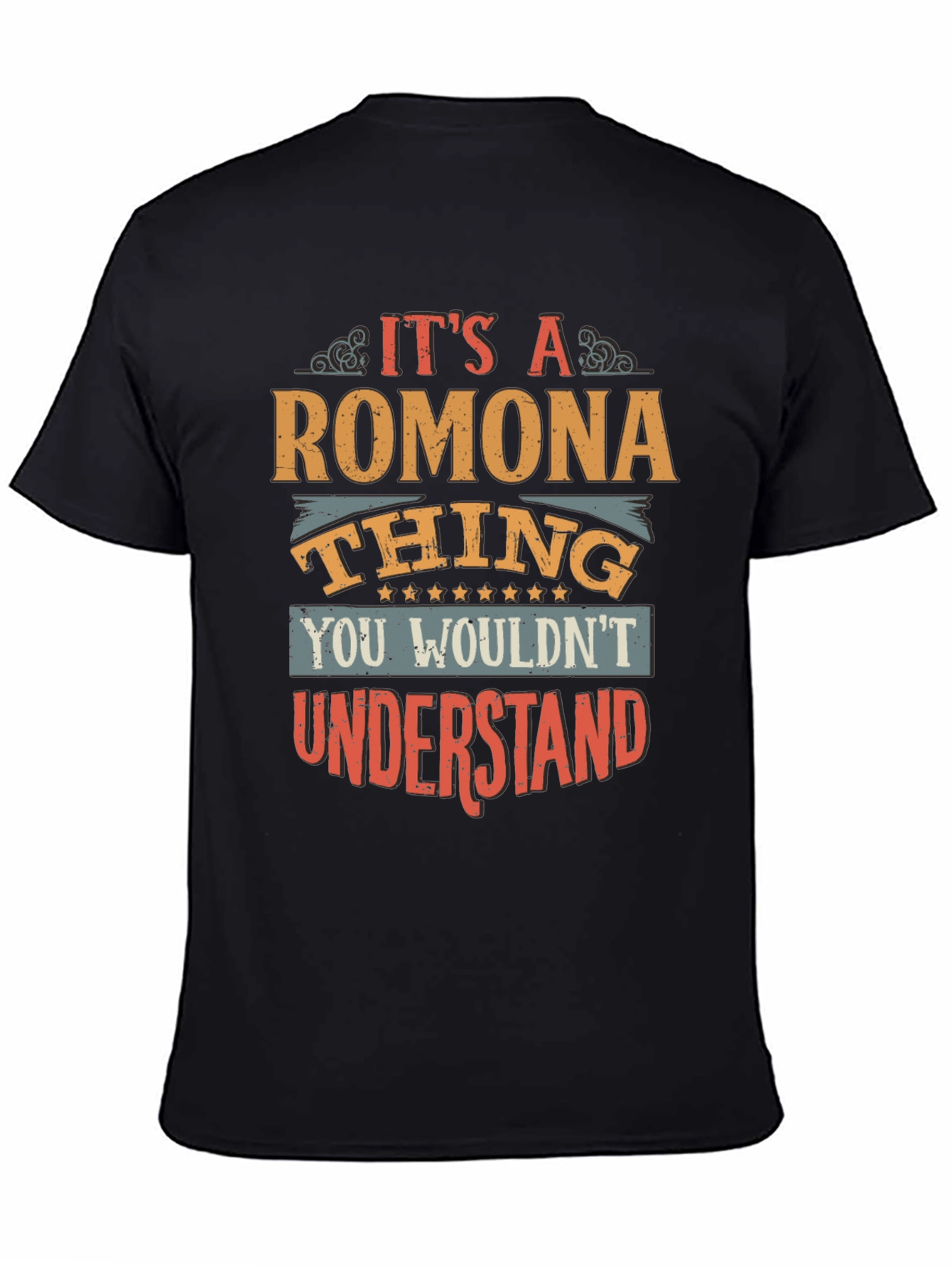Black Romona Thing - Funny Custom Name T-Shirt view 4
