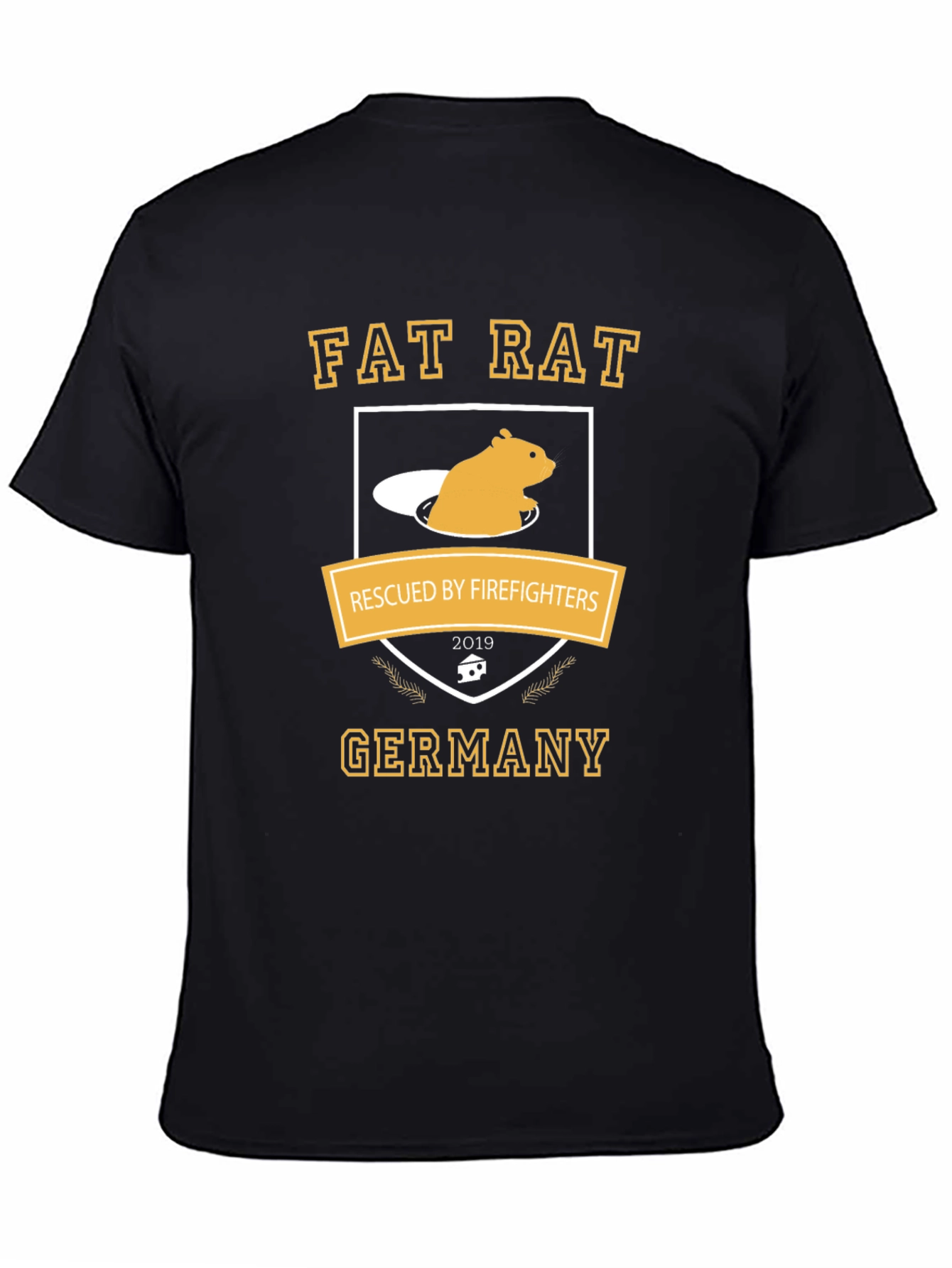 Black Fat Rat Rescued by Firefighters Graphic Tee view 4