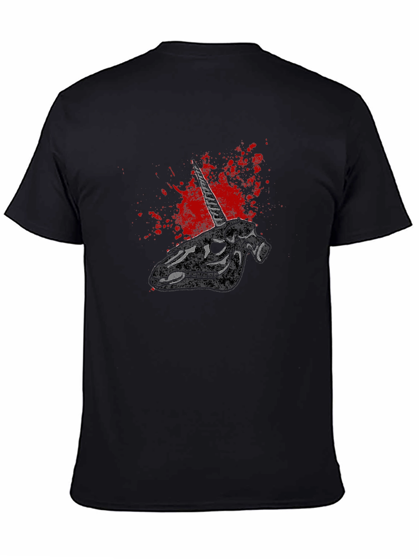 Black Unicorn Skull Graphic Tee - Dark Humor Style view 4