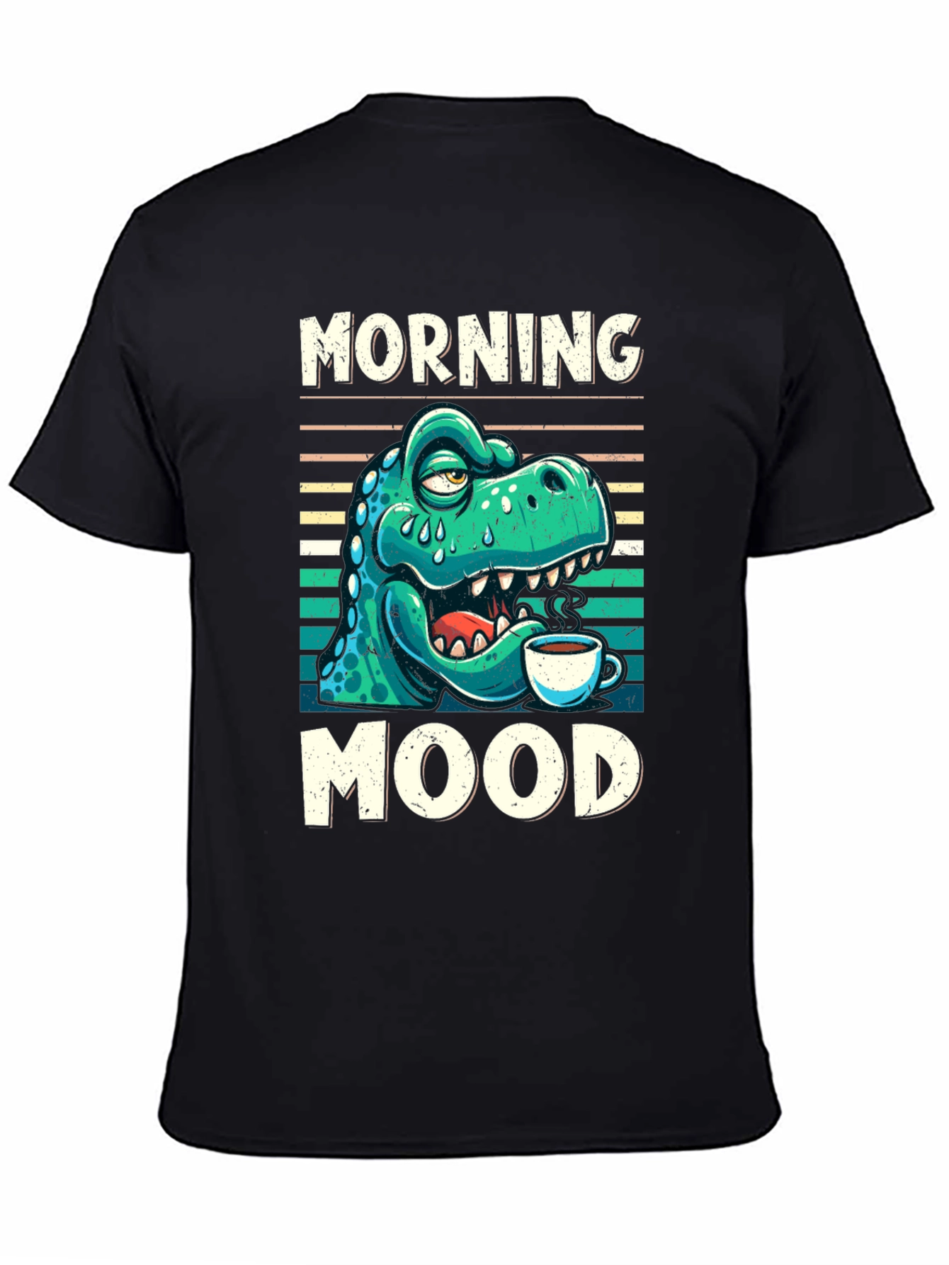 Black Morning Mood Dinosaur T-Shirt view 4