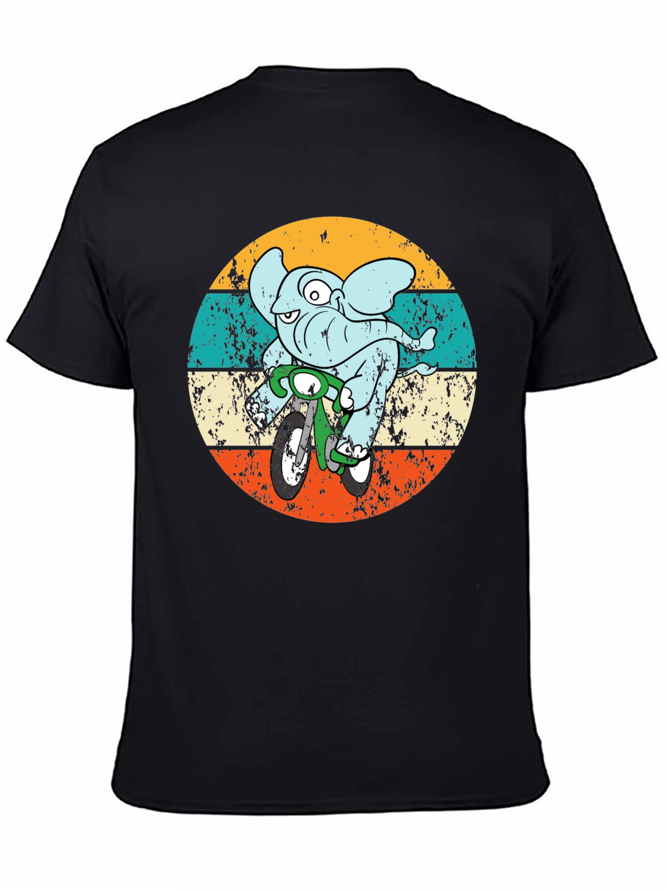 Black Elephant on Bike Graphic T-Shirt view 4