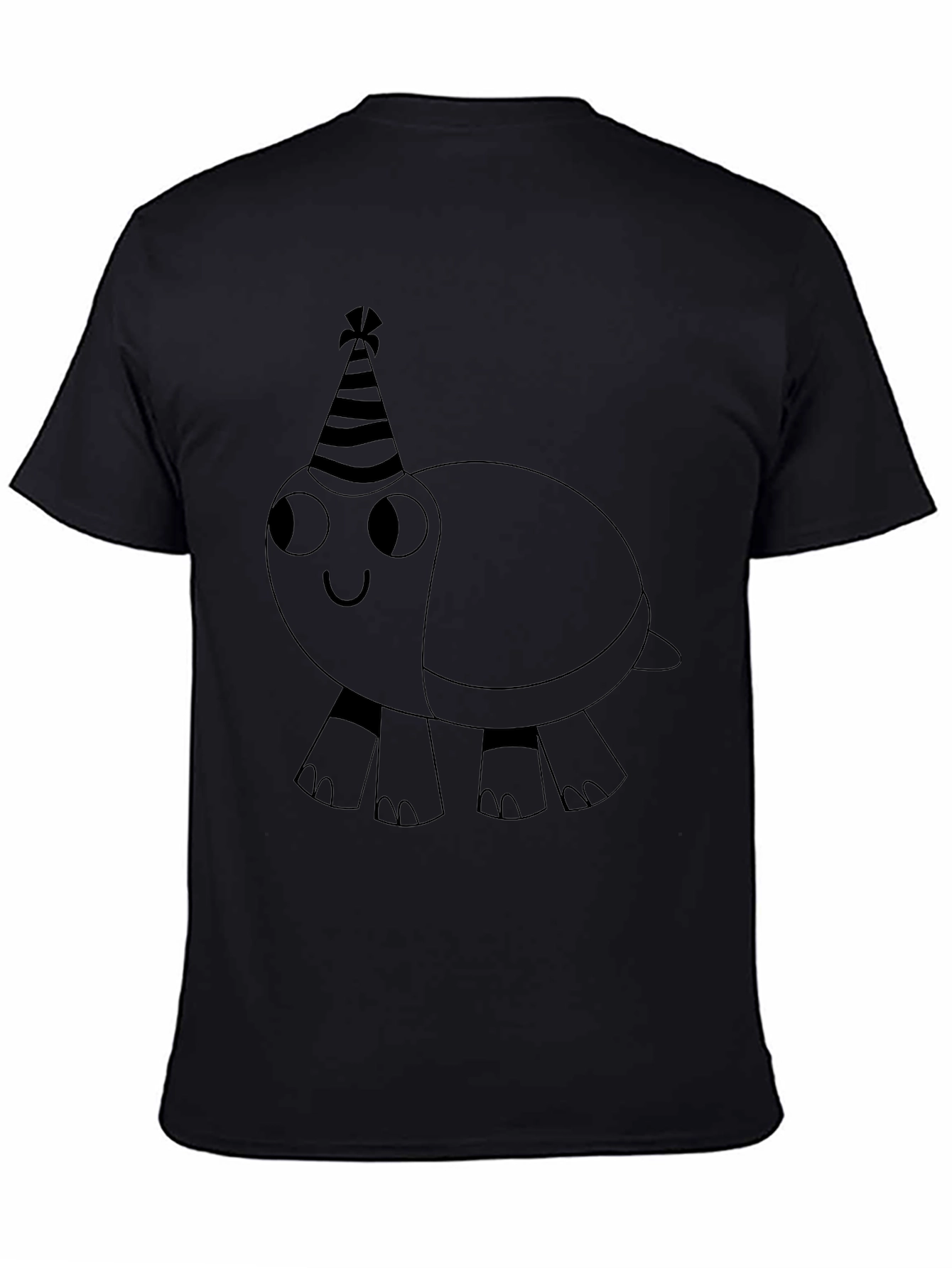 Black Party Turtle Graphic Tee - Black Cotton Casual Shirt view 4