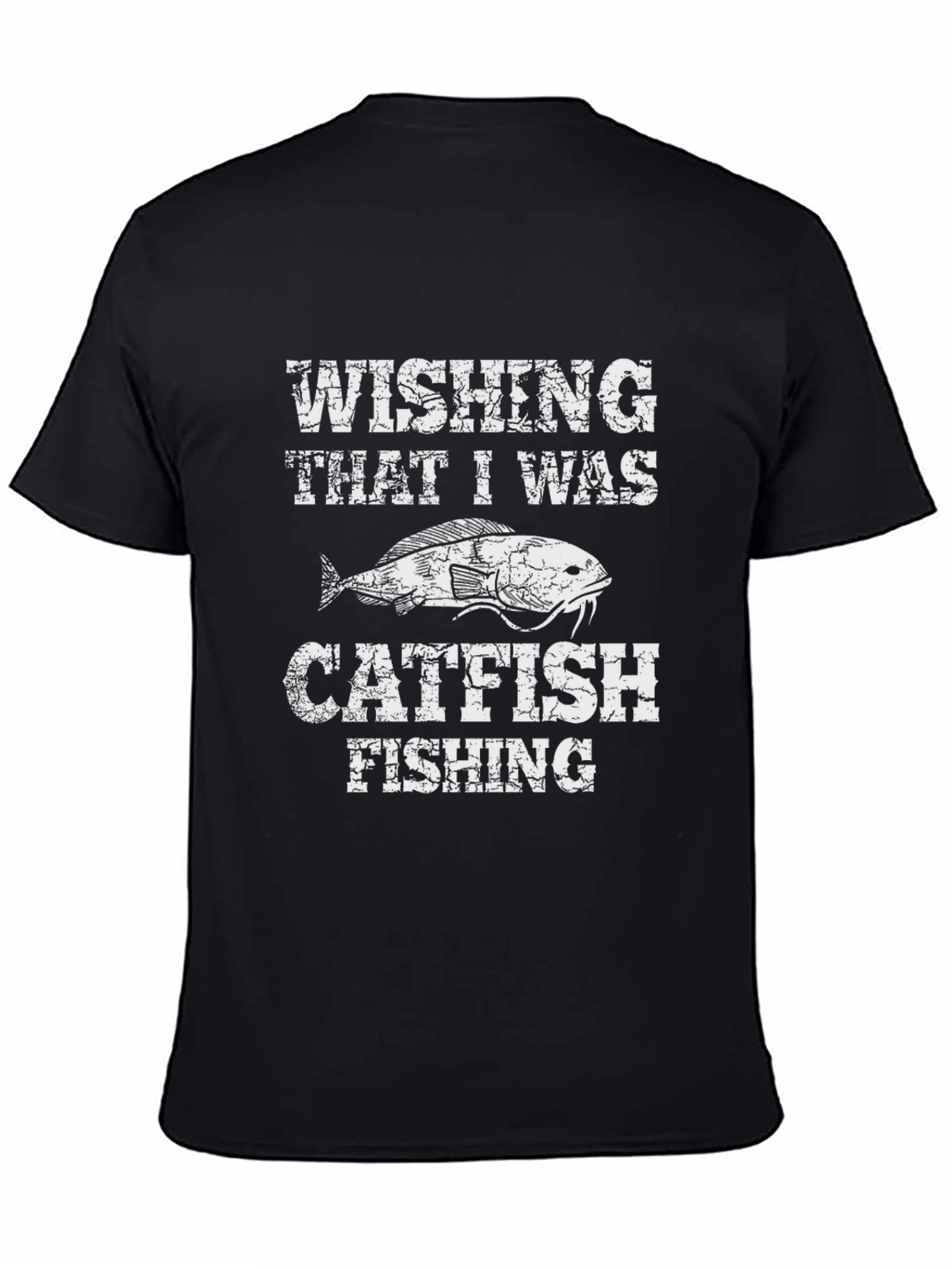Black Catfish Fishing T-Shirt - Wishing That I Was Tee view 4