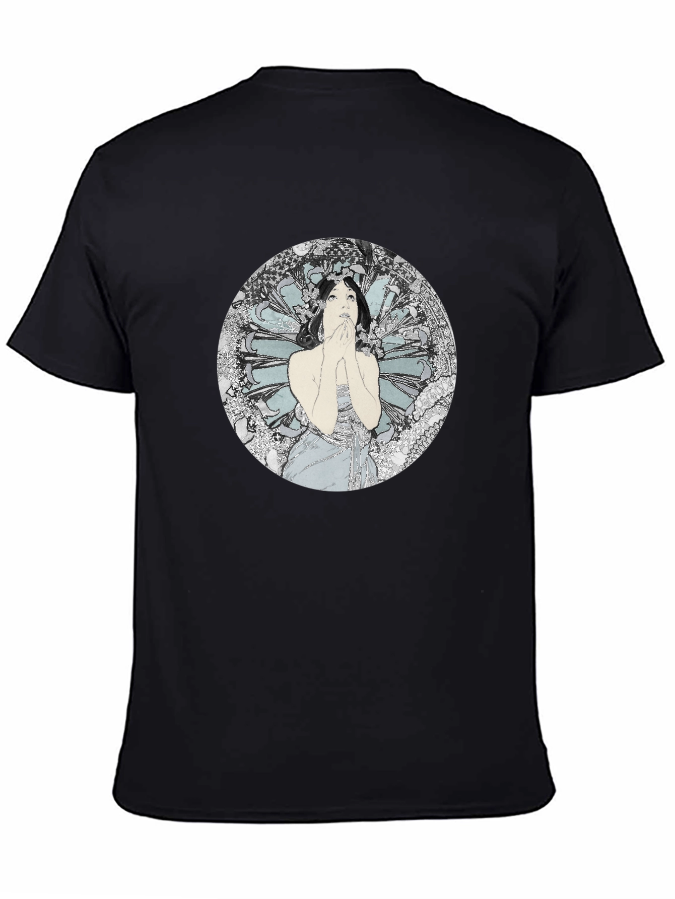 Black Art Nouveau Woman Graphic Tee - Black view 4