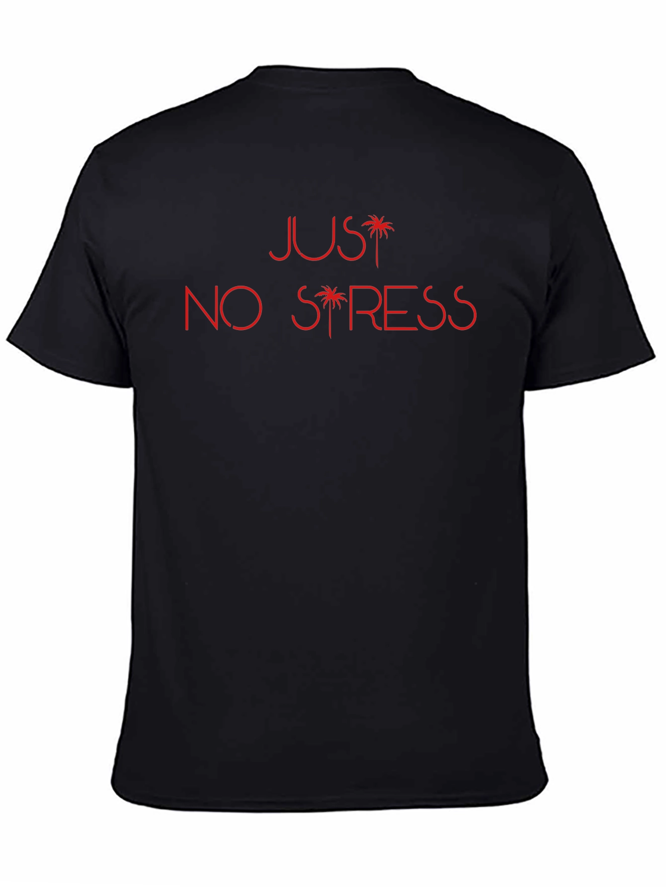 Black Just No Stress Graphic Tee - Black Cotton Comfort view 4